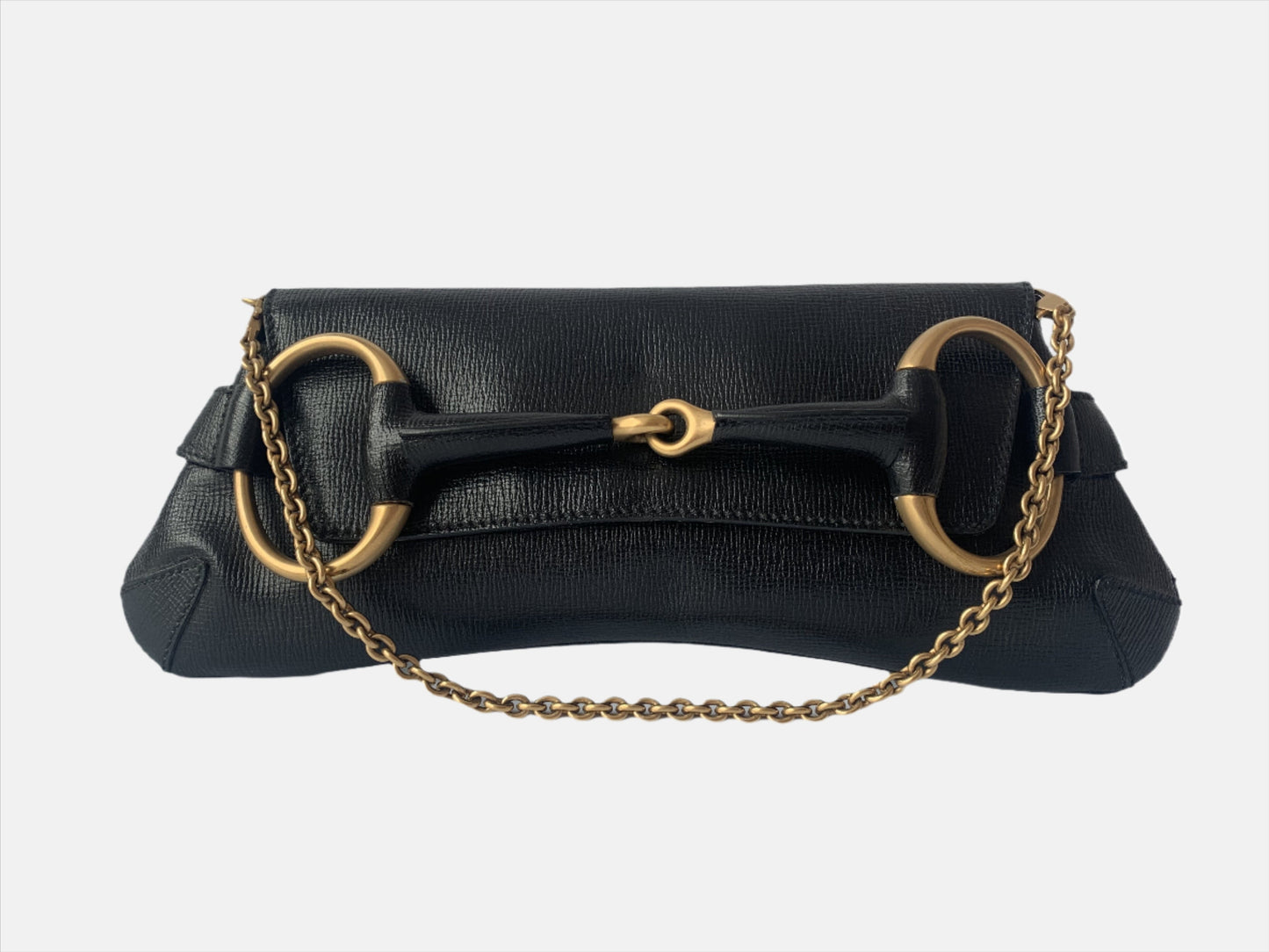 Gucci Horsebit Leather Black Large Chain Shoulder Bag Leather 2
