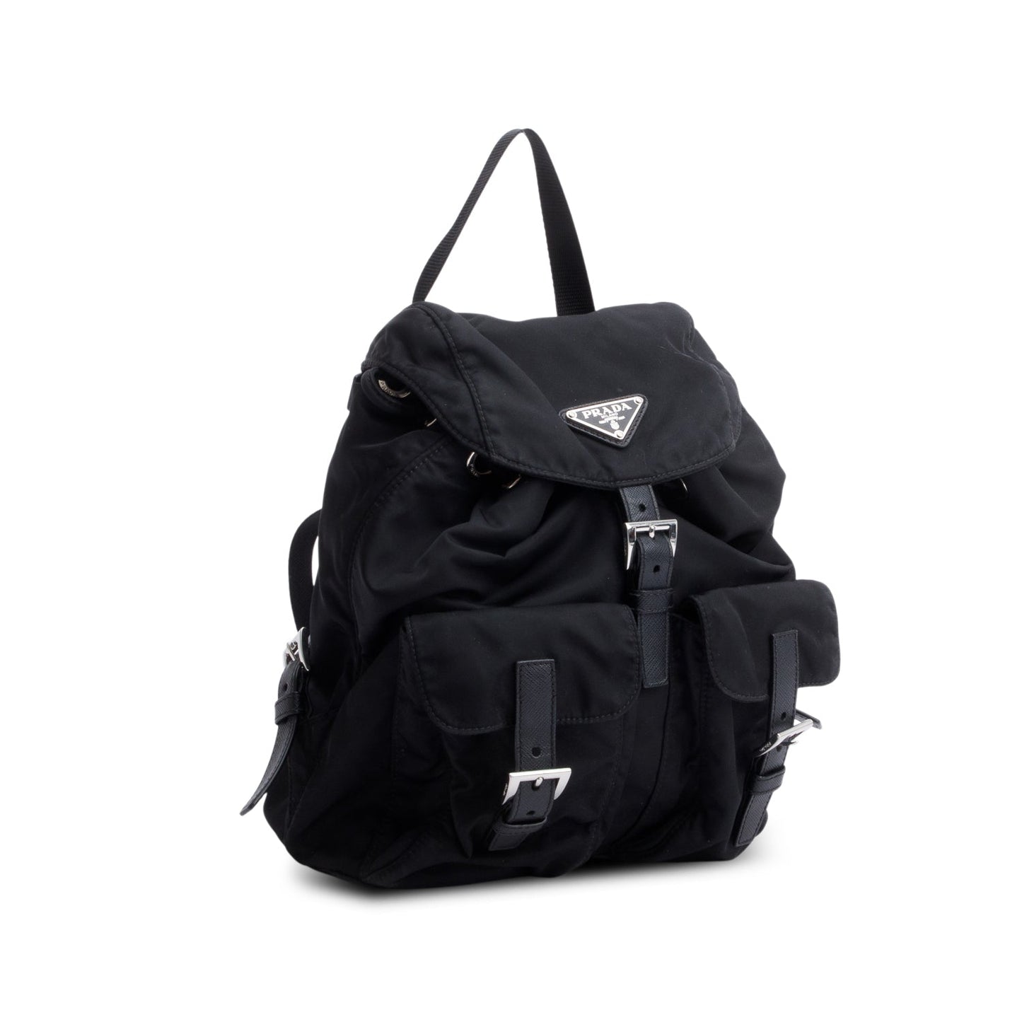 Prada Tessuto & Saffiano Vela Small Backpack Handbag Leather Nylon