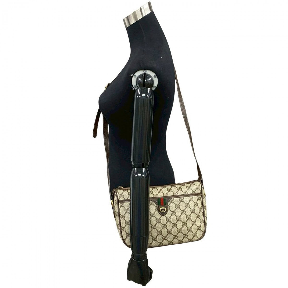 Gucci GG Leather Brown Logo Shoulder Bag 2