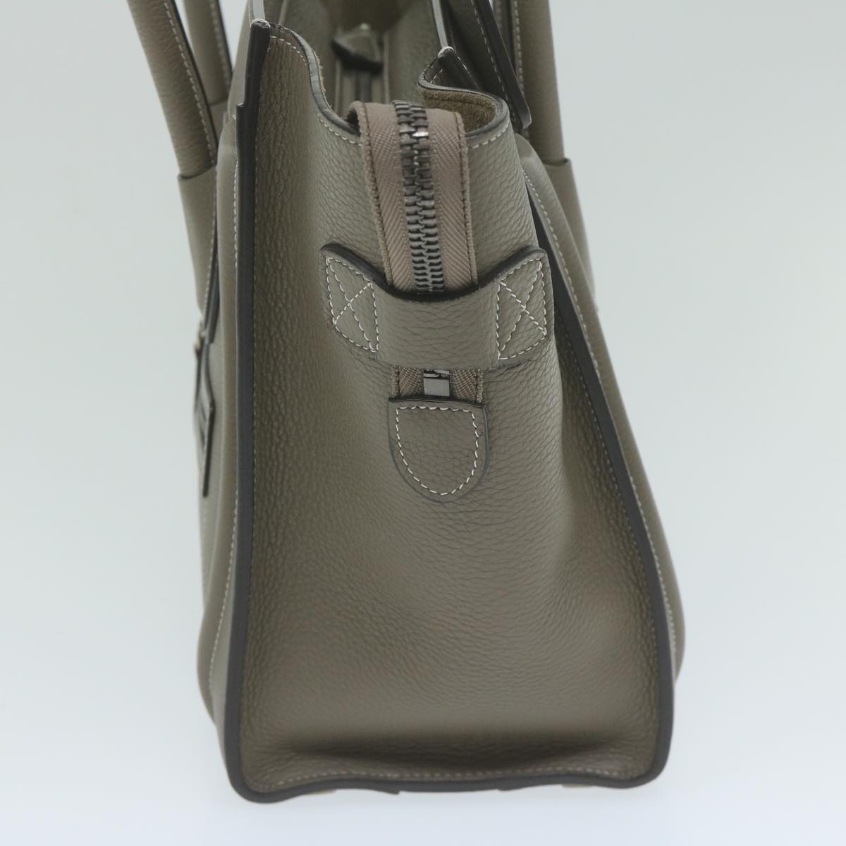 Luxury Luggage Micro Shopper Tote Bag Gray Leather