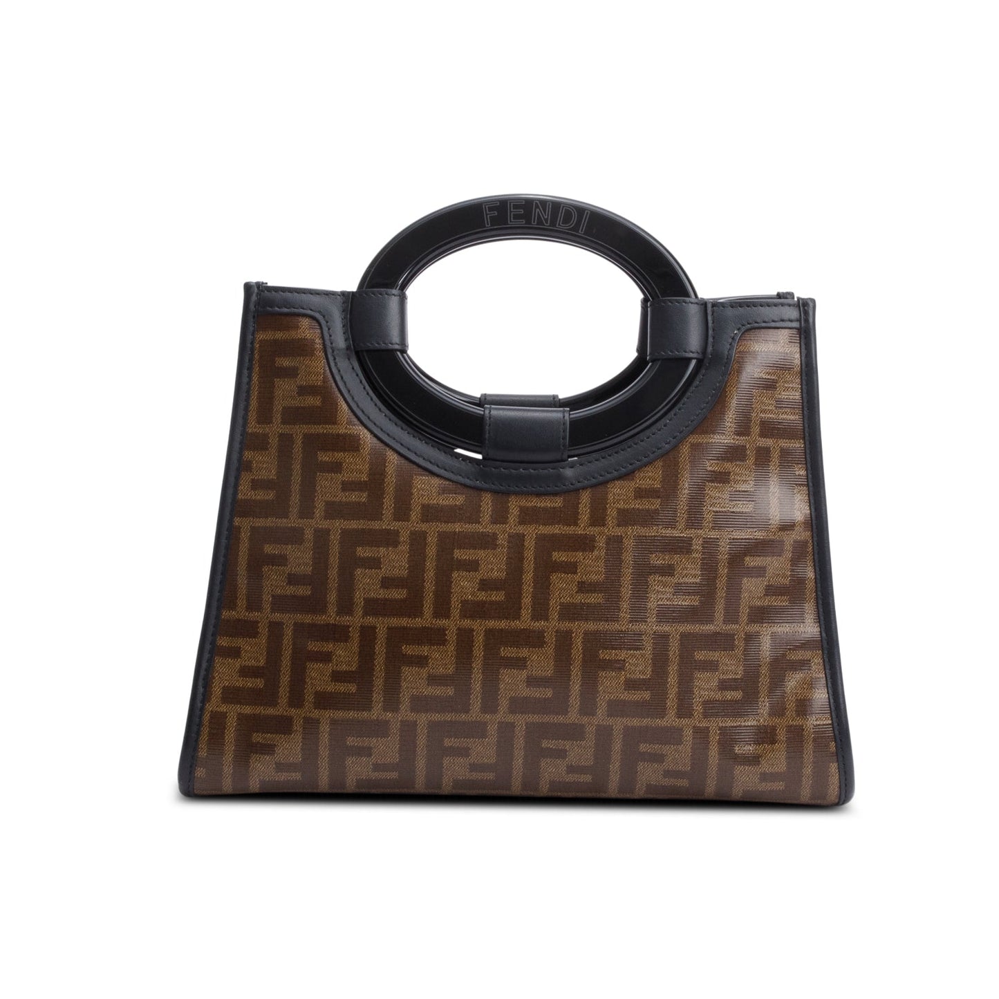 Fendi Ff Zucca Glazed Plexiglass Runaway Bag Tote Canvas Brown Tote Bag