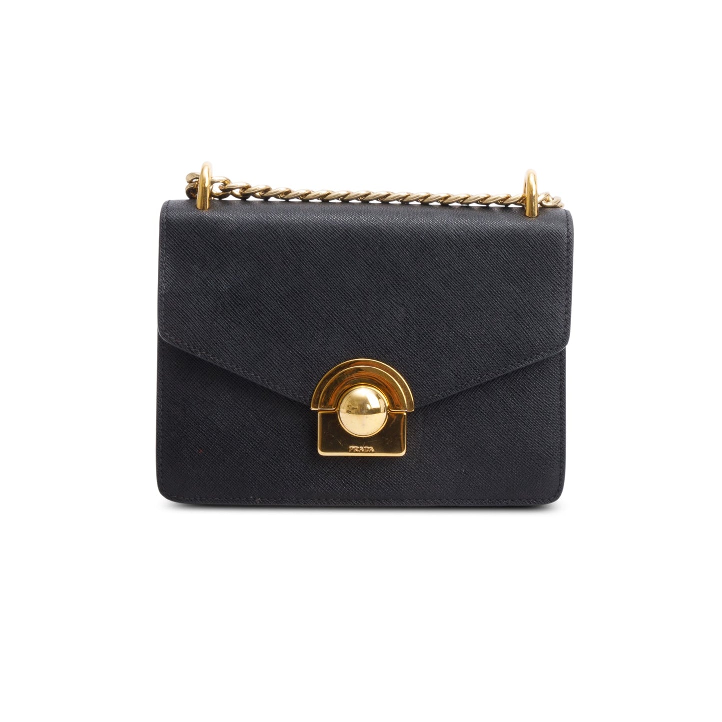 Prada Saffiano Soft Calf Arcade Shoulder Bag Leather Black