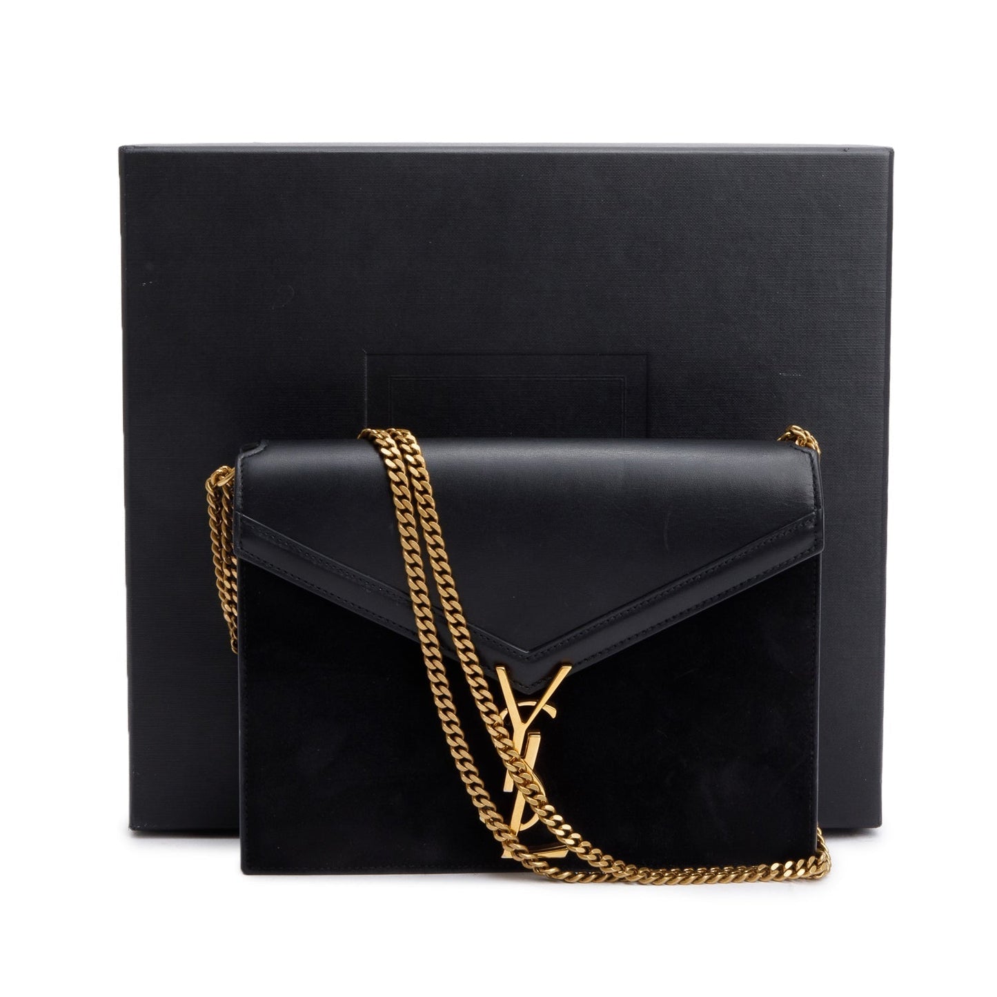 YSL Saint Laurent Smooth Medium Cassandra Chain Shoulder Bag Leather Suede