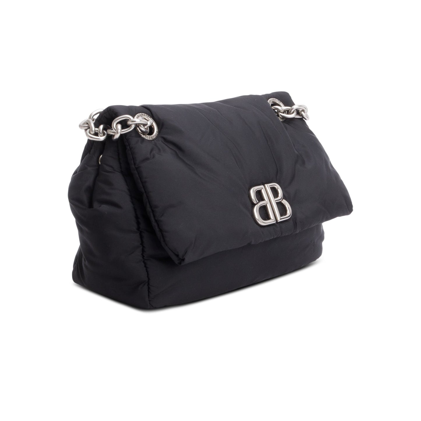 Balenciaga Monaco Bb Shoulder Bag Nylon Black