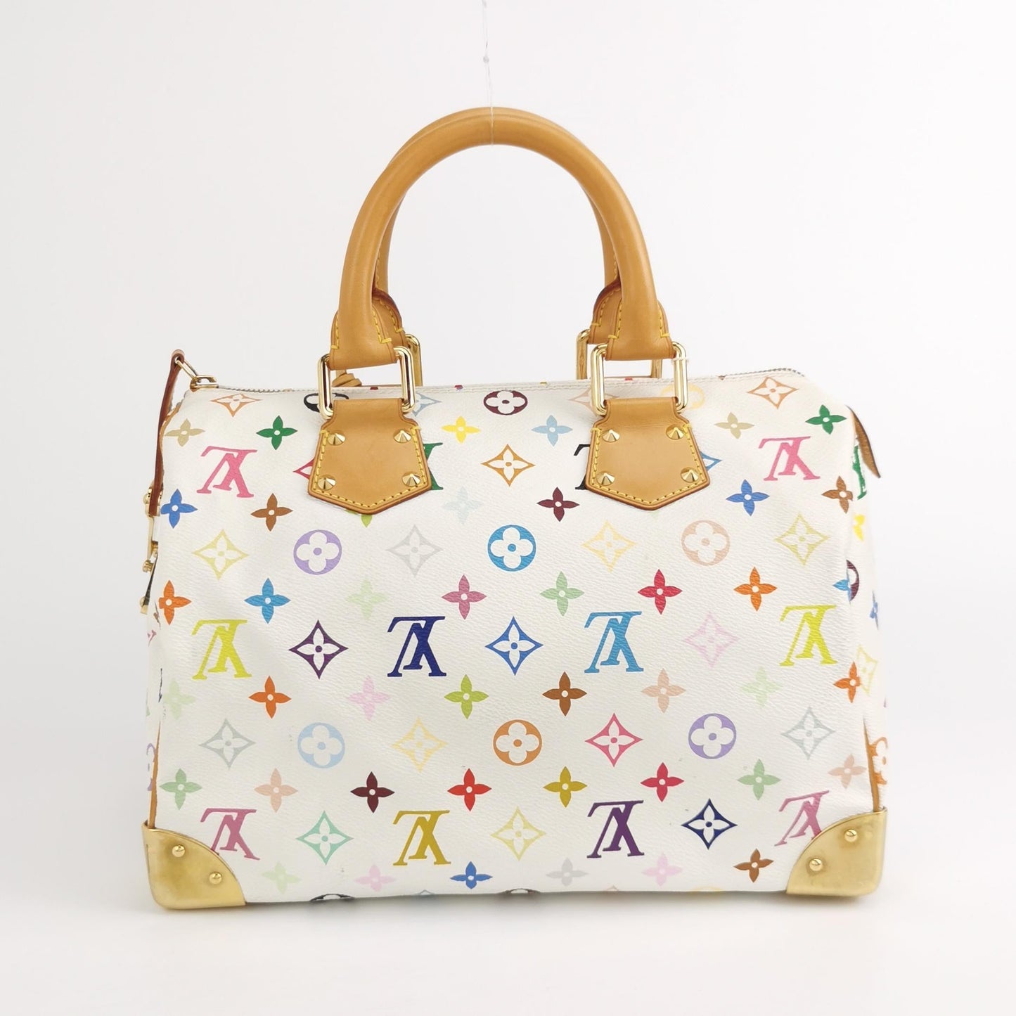 Louis Vuitton x Takashi Murakami Speedy 30 Lock Multicolor White Handbag Multicolor 7