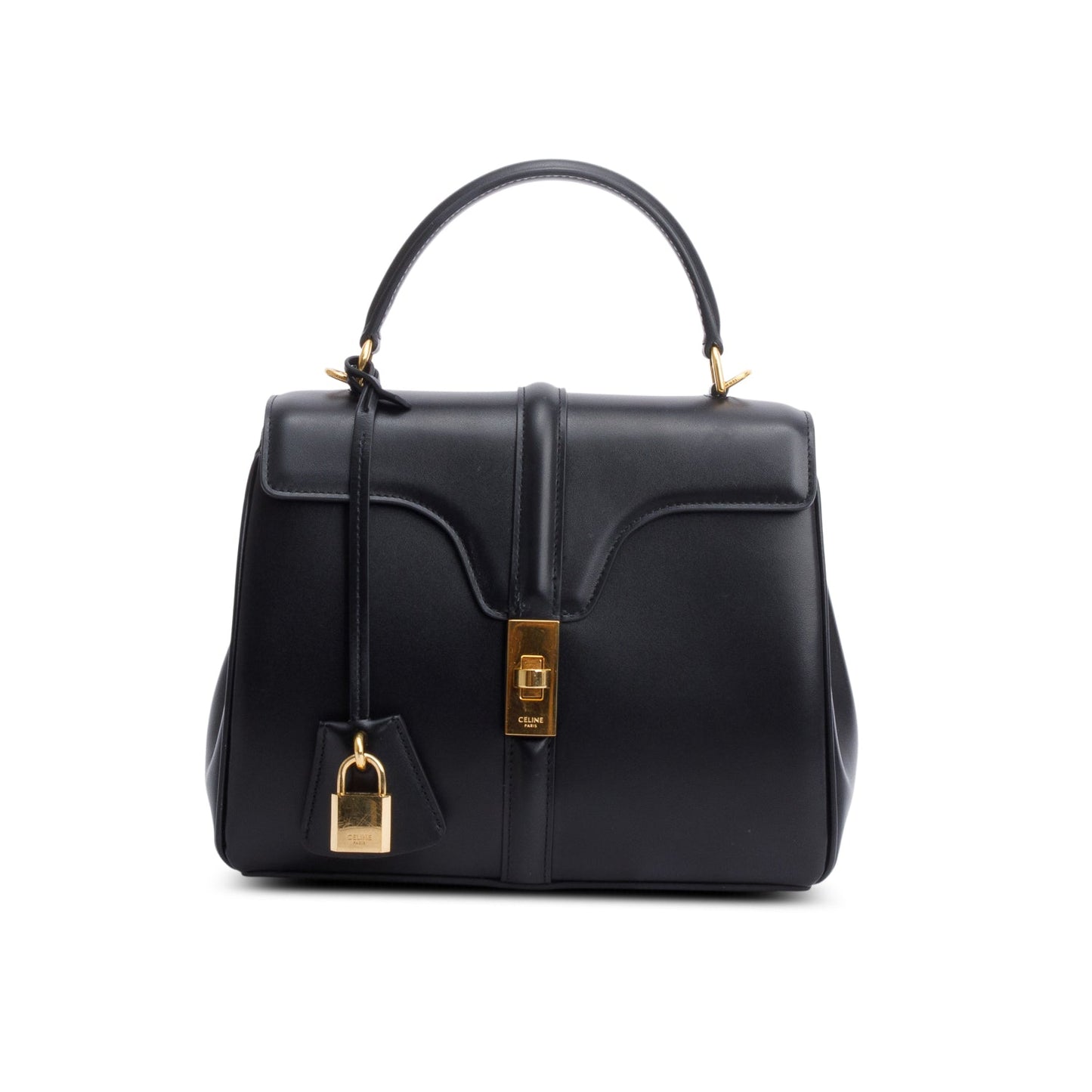Celine Satinated Calfskin Top Handle Bag Black Travel Bag