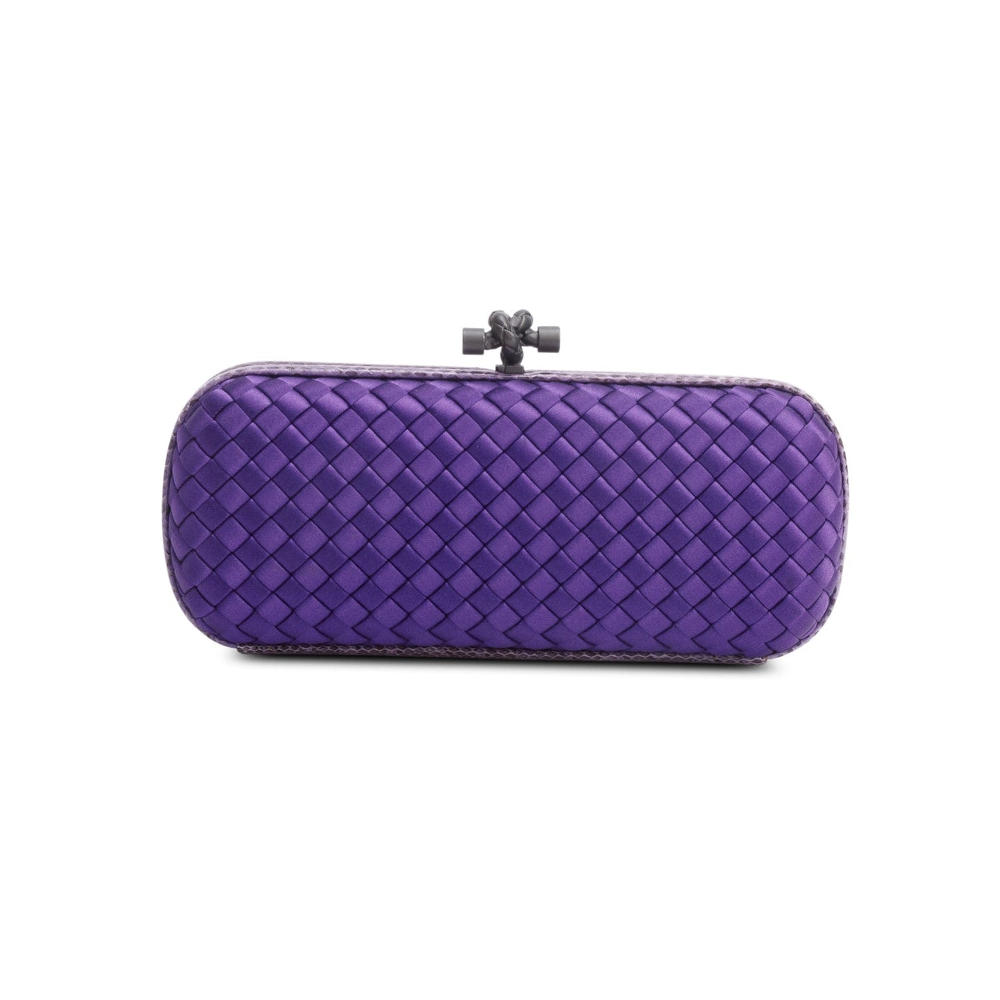 Bottega Veneta Purple Ayers Intreccio Impero Stretch Knot Clutch Satin Clutch Bag