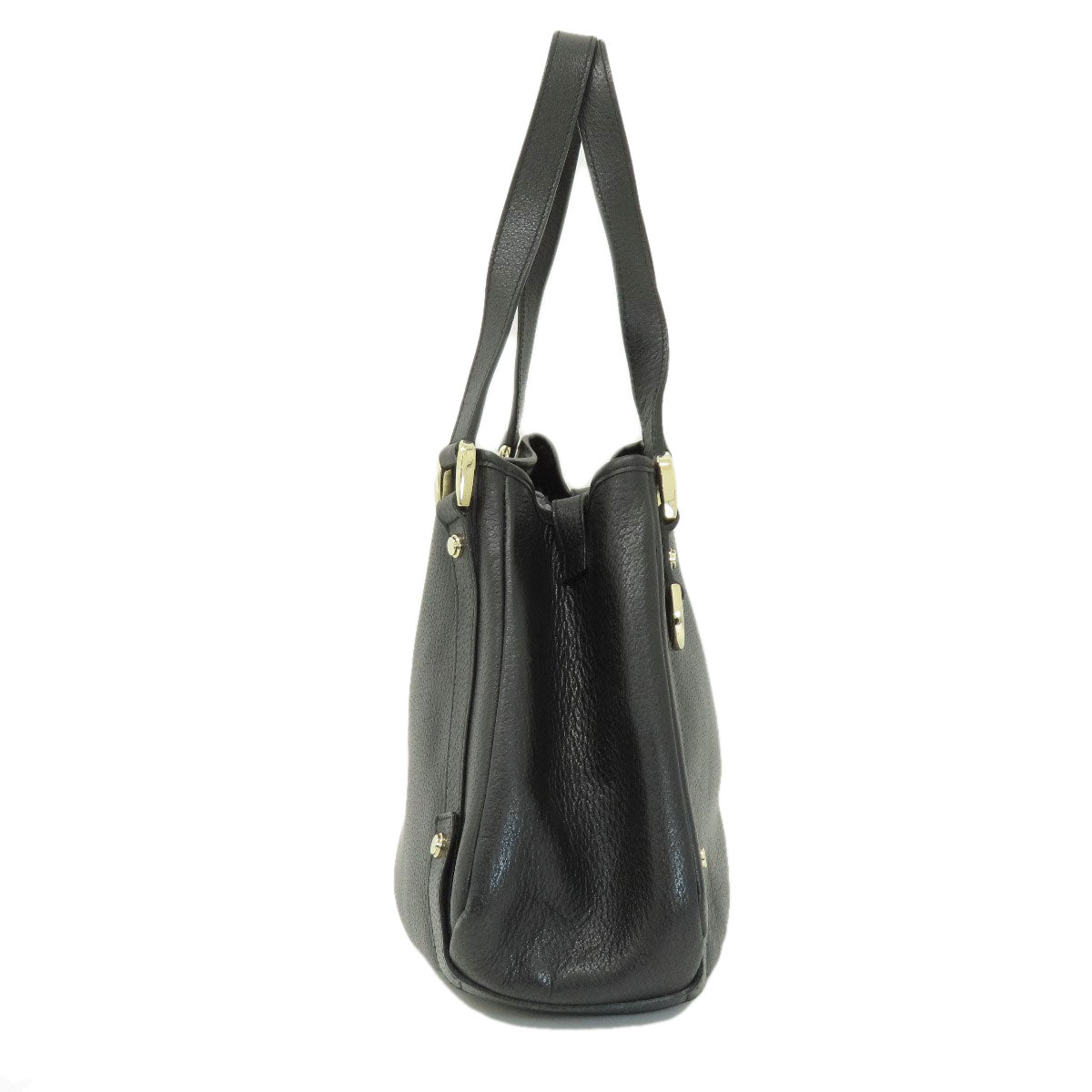 Gucci Leather Black Logo Tote Bag