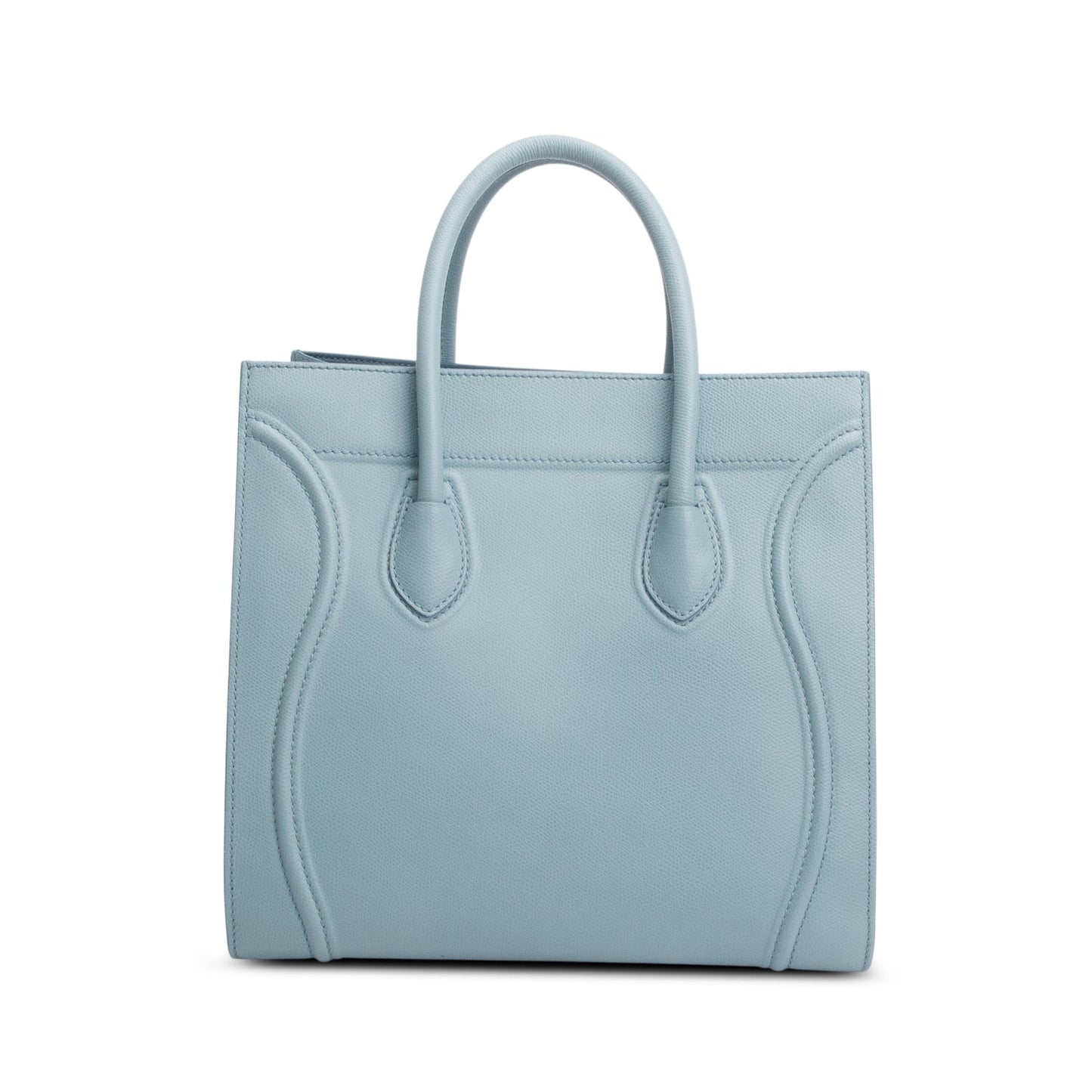 Celine Grained Calfskin Phantom Luggage Handbag Blue Medium Travel Bag