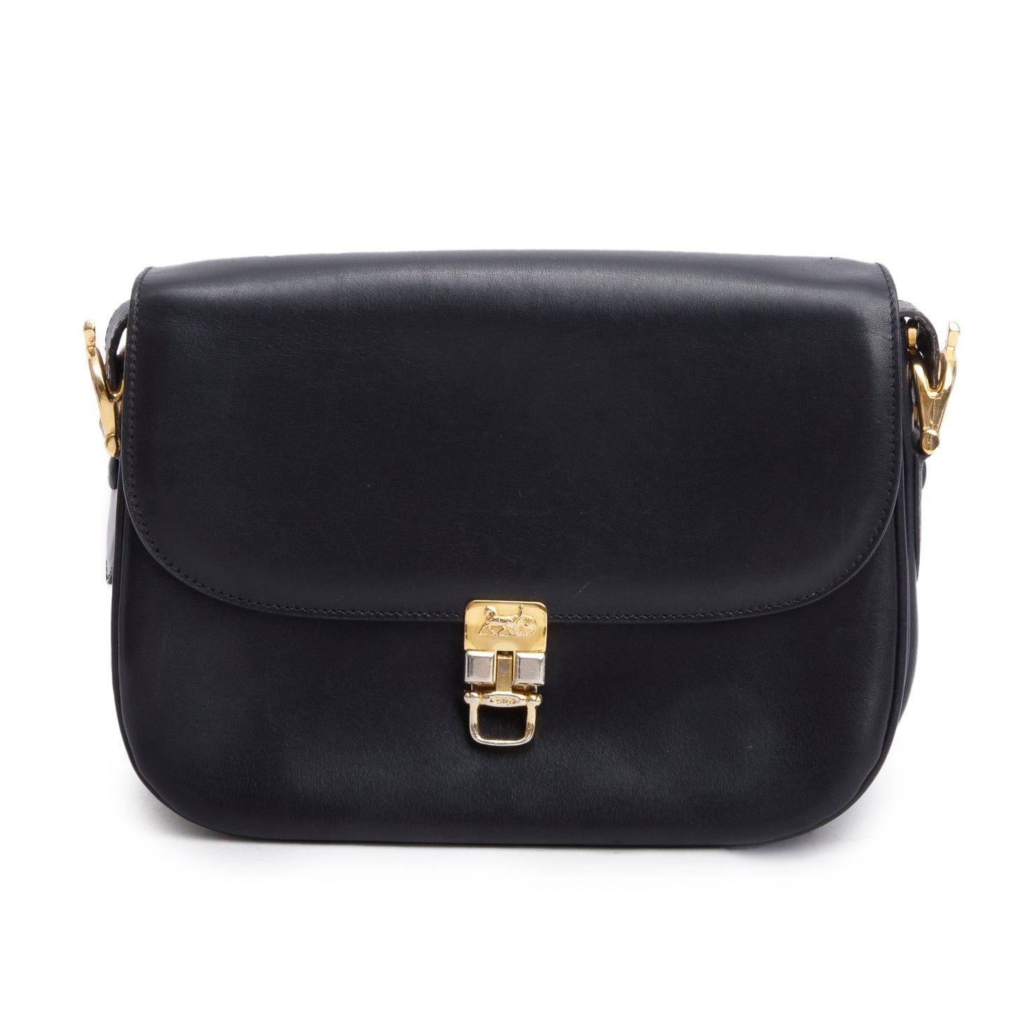 Celine Horse Carriage Shoulder Bag Leather Black