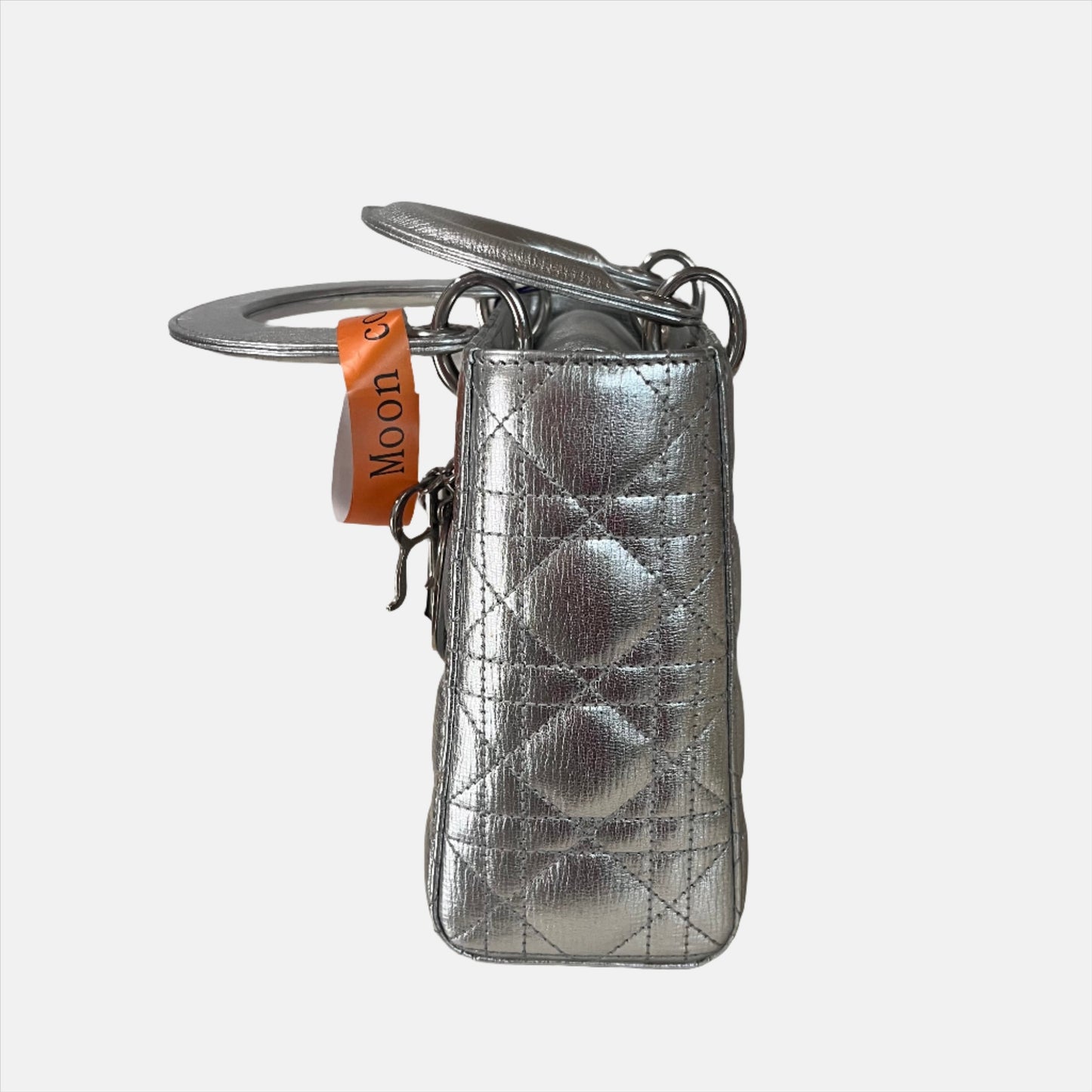 Dior Lady My Abc Cannage Handbag Leather Silver Travel Bag