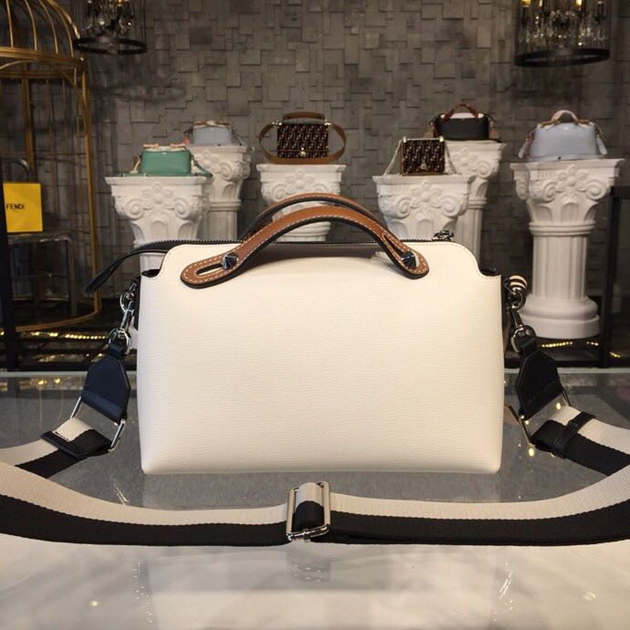 Fendi Top QualityTop Quality By Way White Medium FF Crossbody Bag Ff 8Bl146