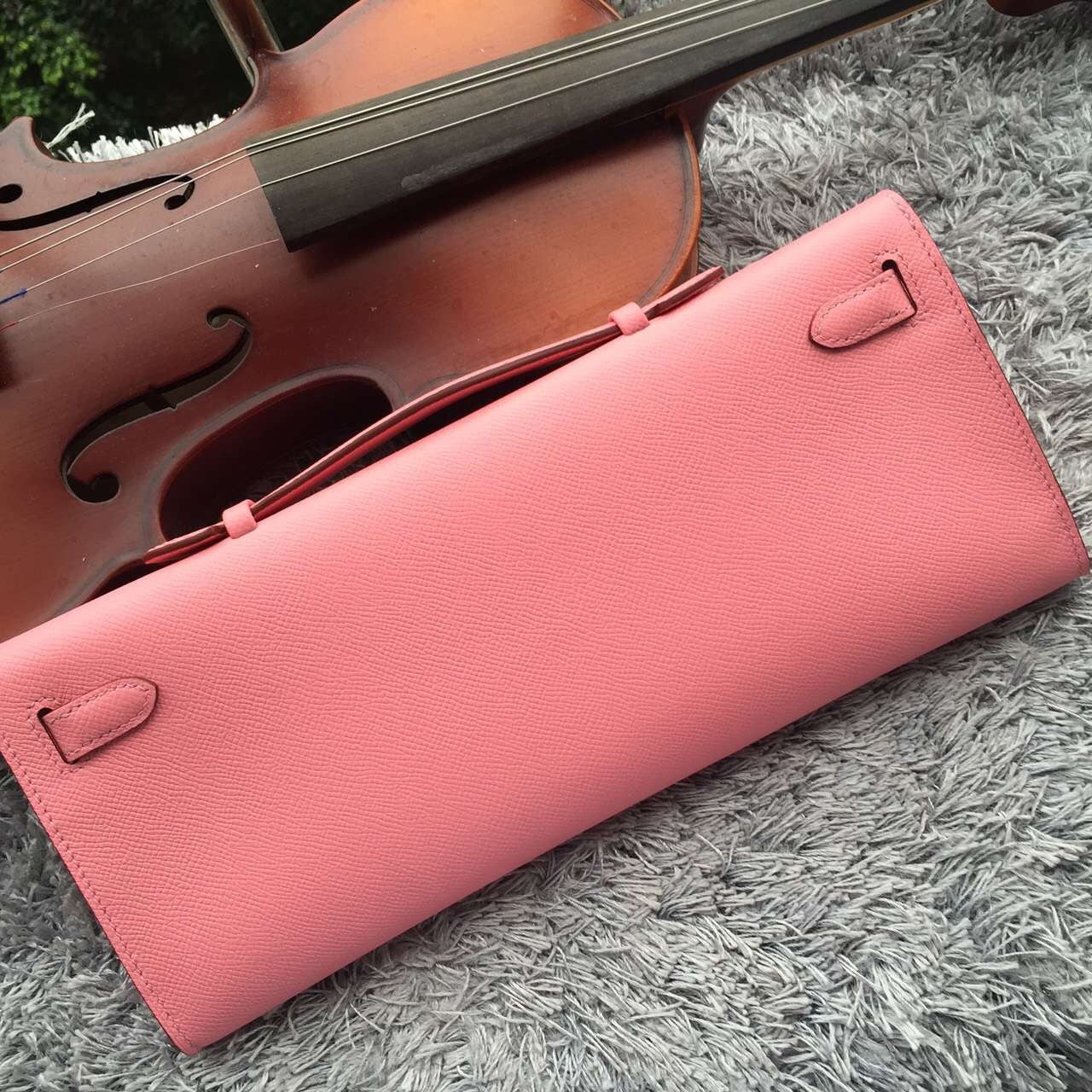 Hermes Luxury Handcrafted Kelly Cut Clutch Handbag Pink Clutch Bag