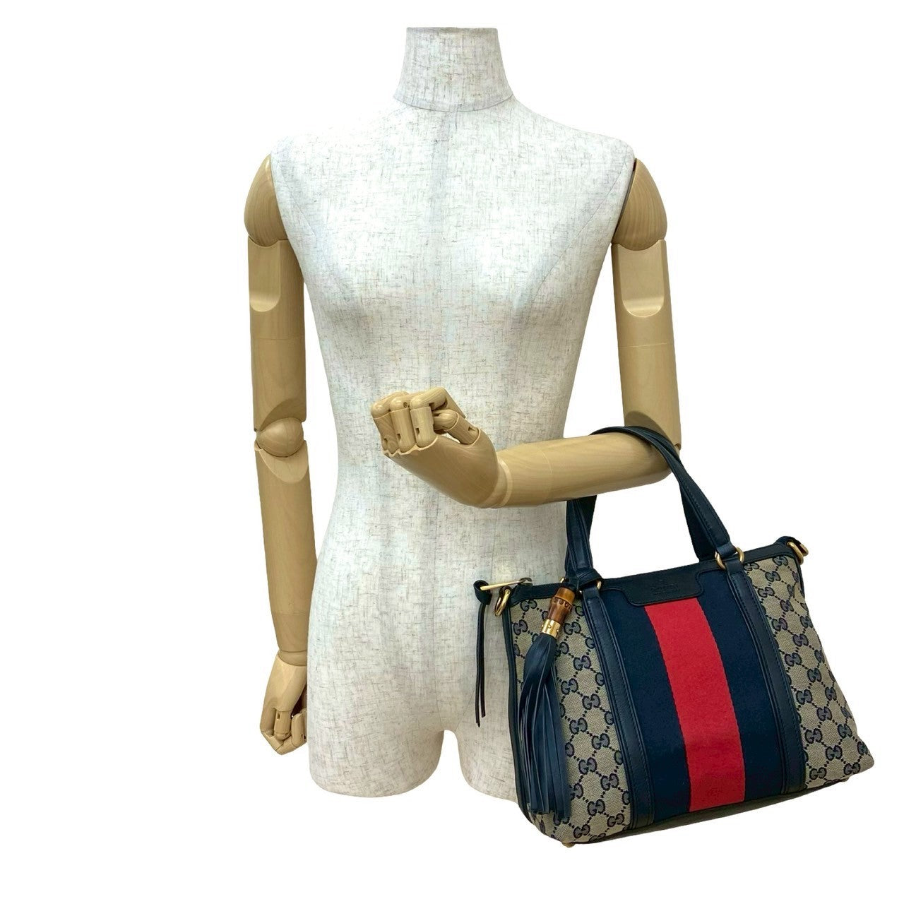 Gucci Sherry line Canvas Navy Handbag