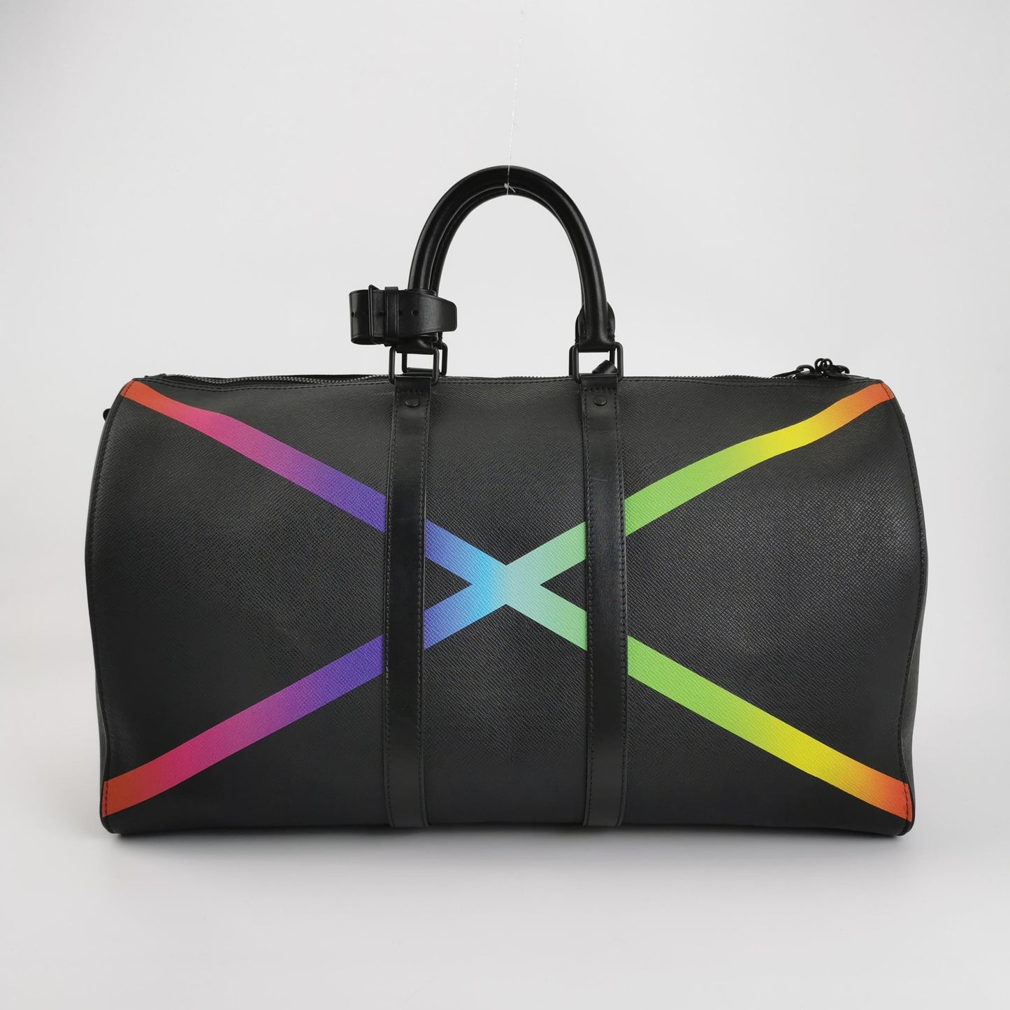 Louis Vuitton Taiga Rainbow Keepall Bandouliere 50 Black Leather Travel Bag
