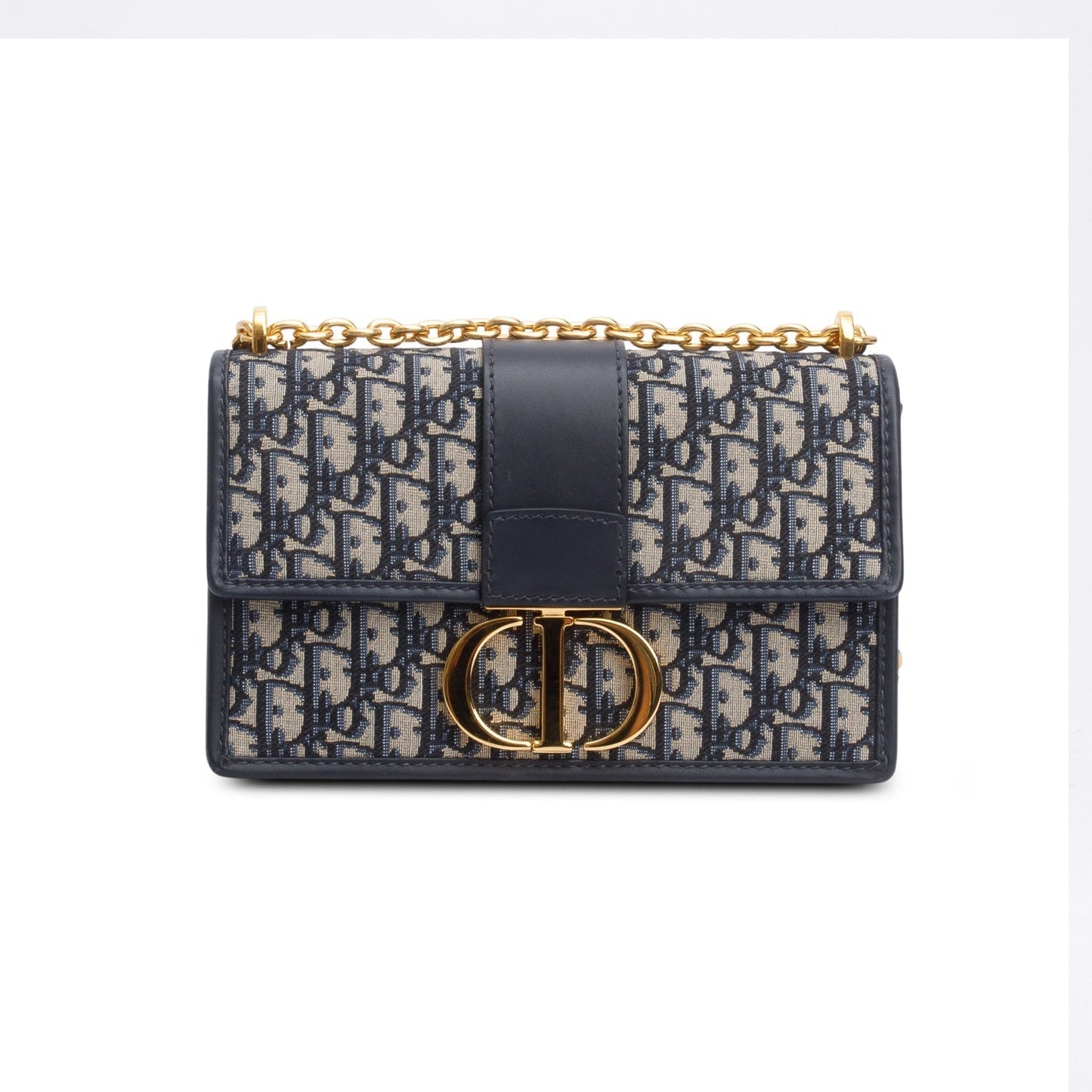 Dior Christian Oblique Montaigne Bag Blue Chain Travel Bag