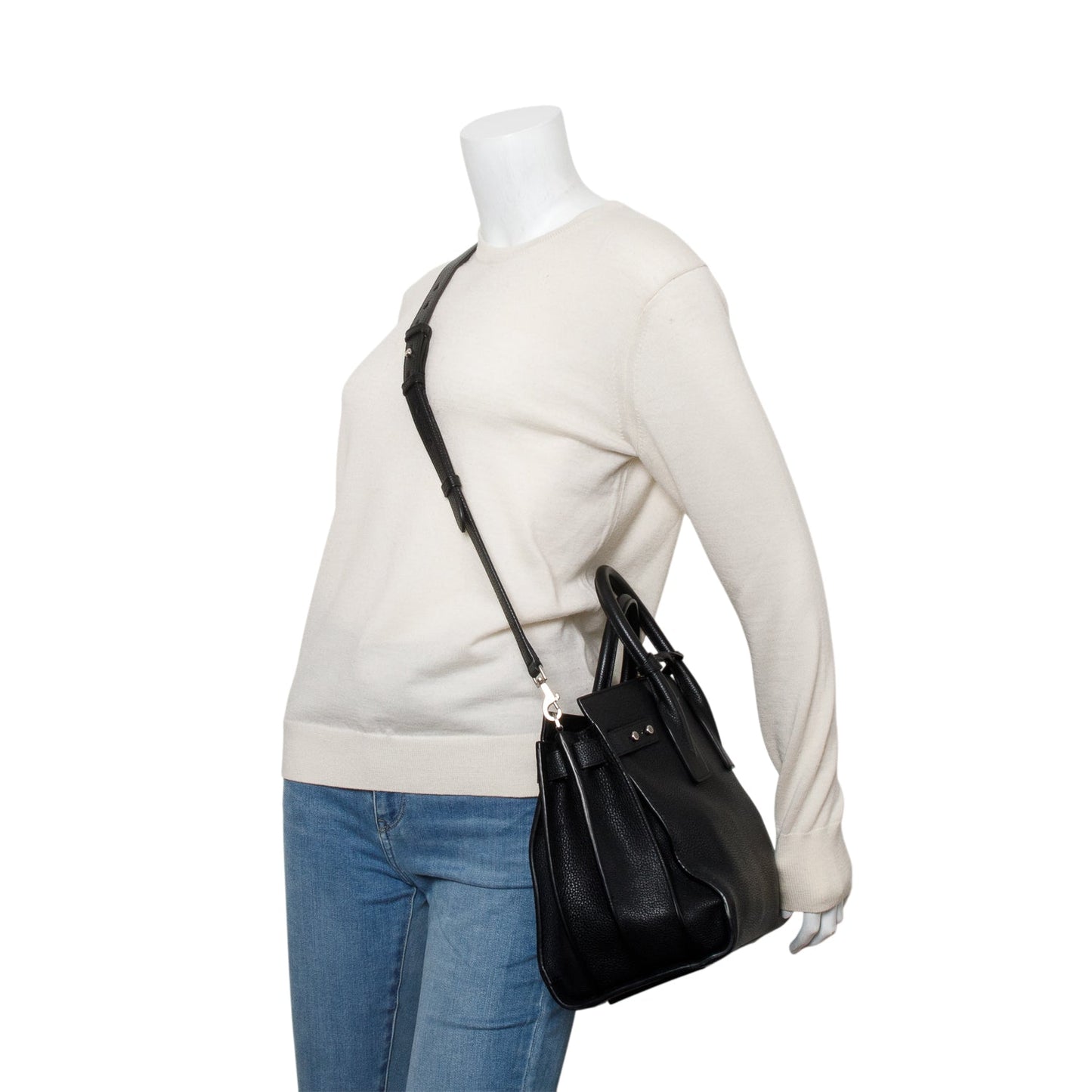YSL Saint Laurent Supple Grained Sac De Jour Travel Bag Leather Black