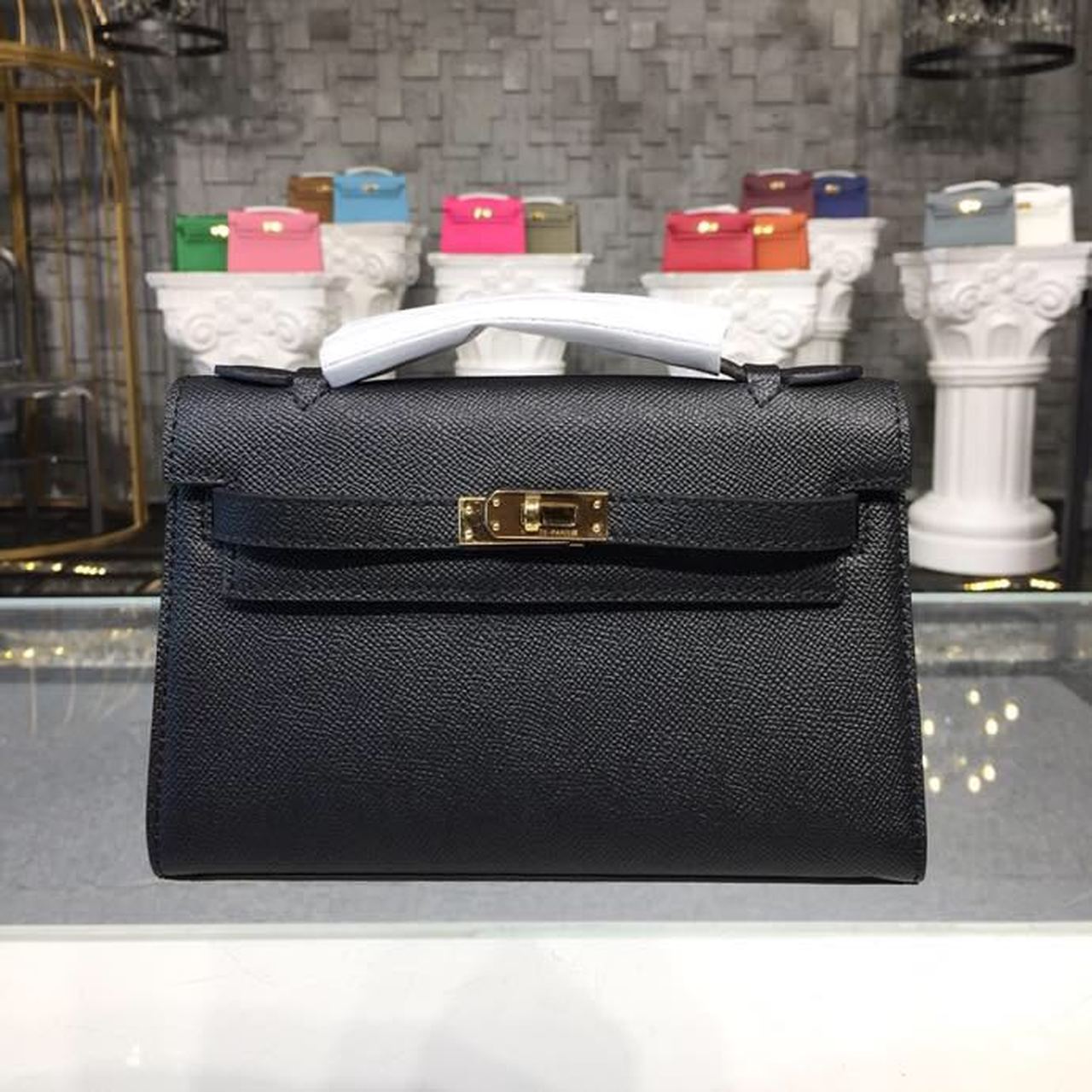 Top Quality Kelly Kp Pochette For Women Black Gold Travel Bag
