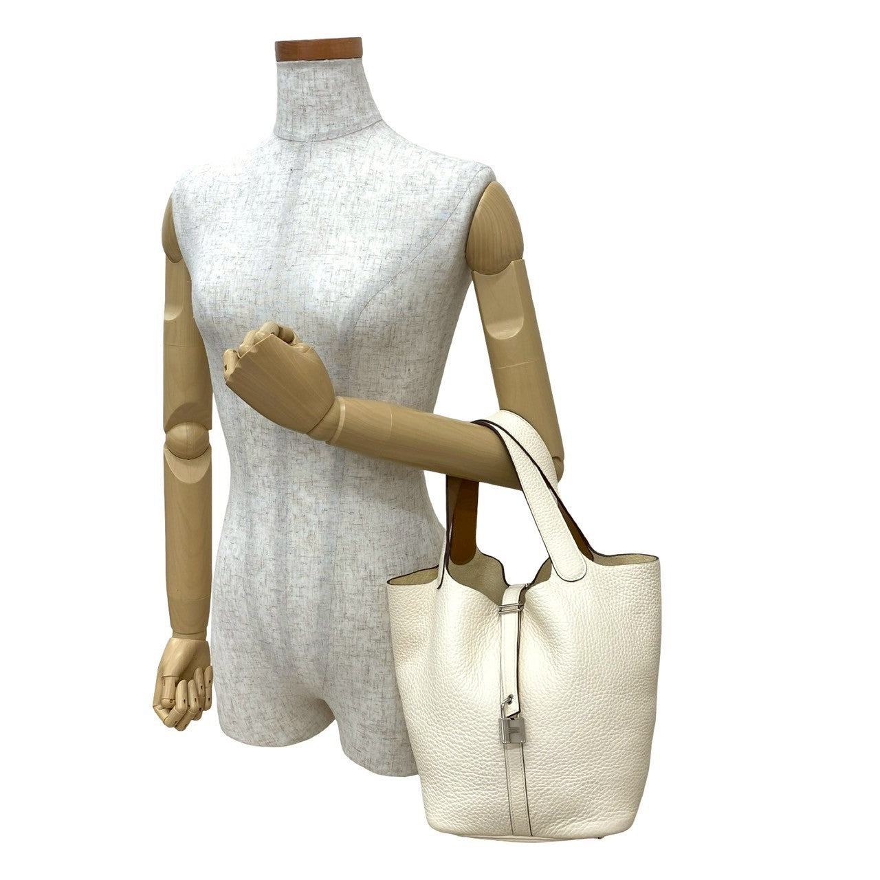 Taurillon Clemence Picotan Lock Mm White Travel Bag