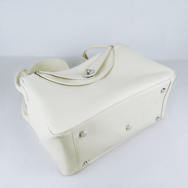 Hermes Luxury Lindy Cm Handbag Beige Silver Travel Bag