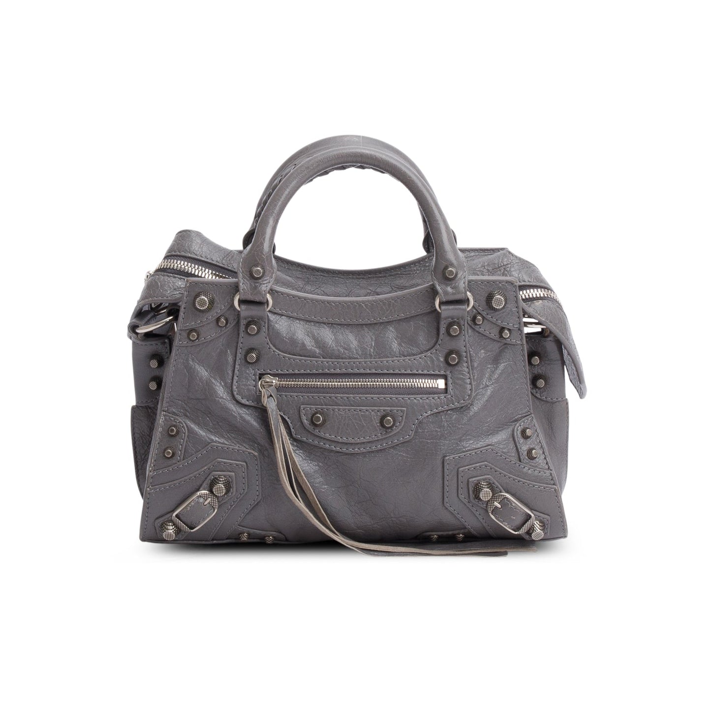 Balenciaga Grey Agneau Neo Cagole Xs City Bag Leather Travel Bag