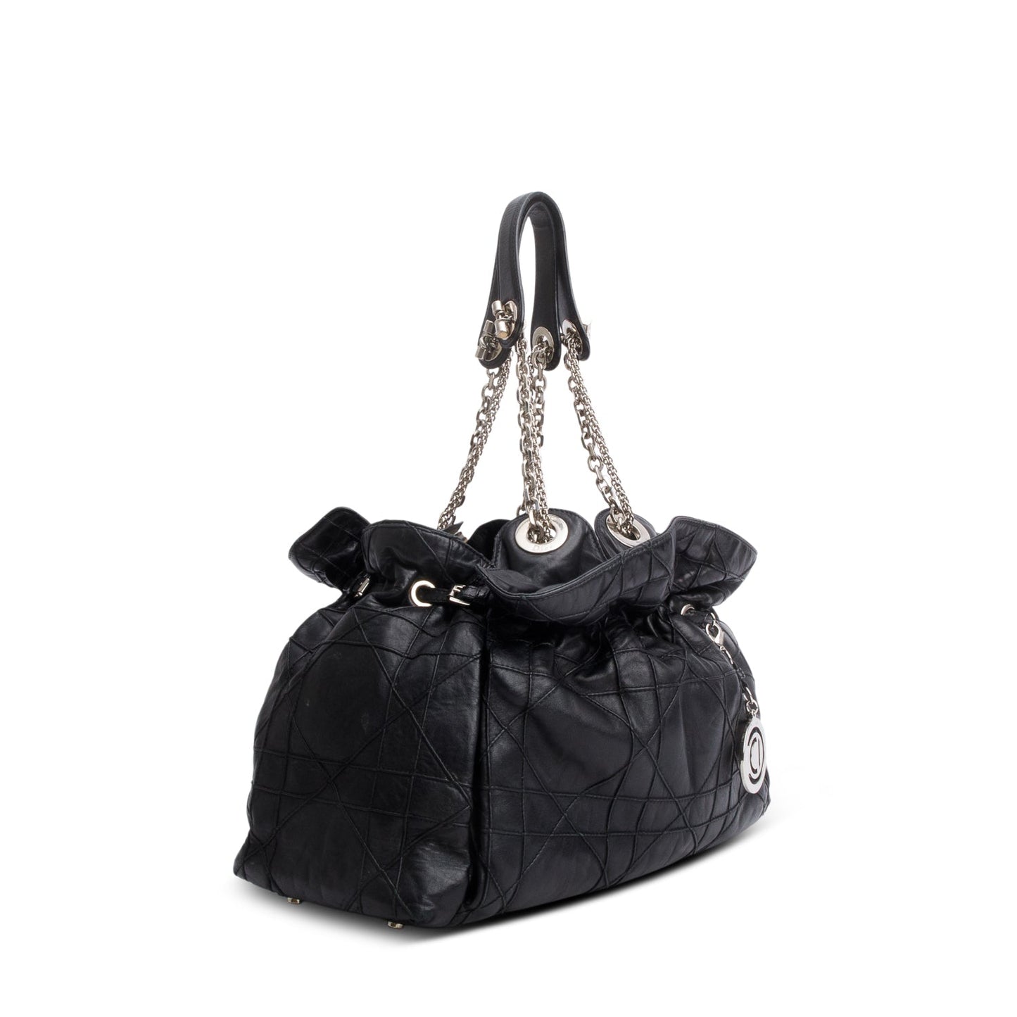 Dior Christian Lambskin Cannage Le Trente Tote Handbag Black Medium Tote Bag