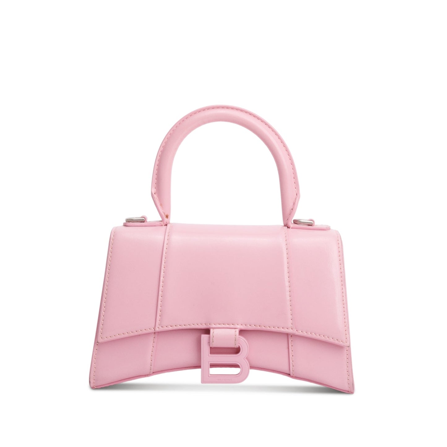 Balenciaga Shiny Box Calfskin Xs Hourglass Top Handle Leather Pink Travel Bag