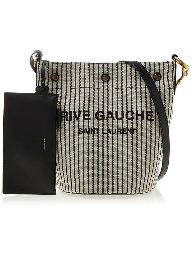 YSL Saint Laurent Saint Laurent Trending Rive Gauche Striped Bucket Leather Canvas Bucket Bag