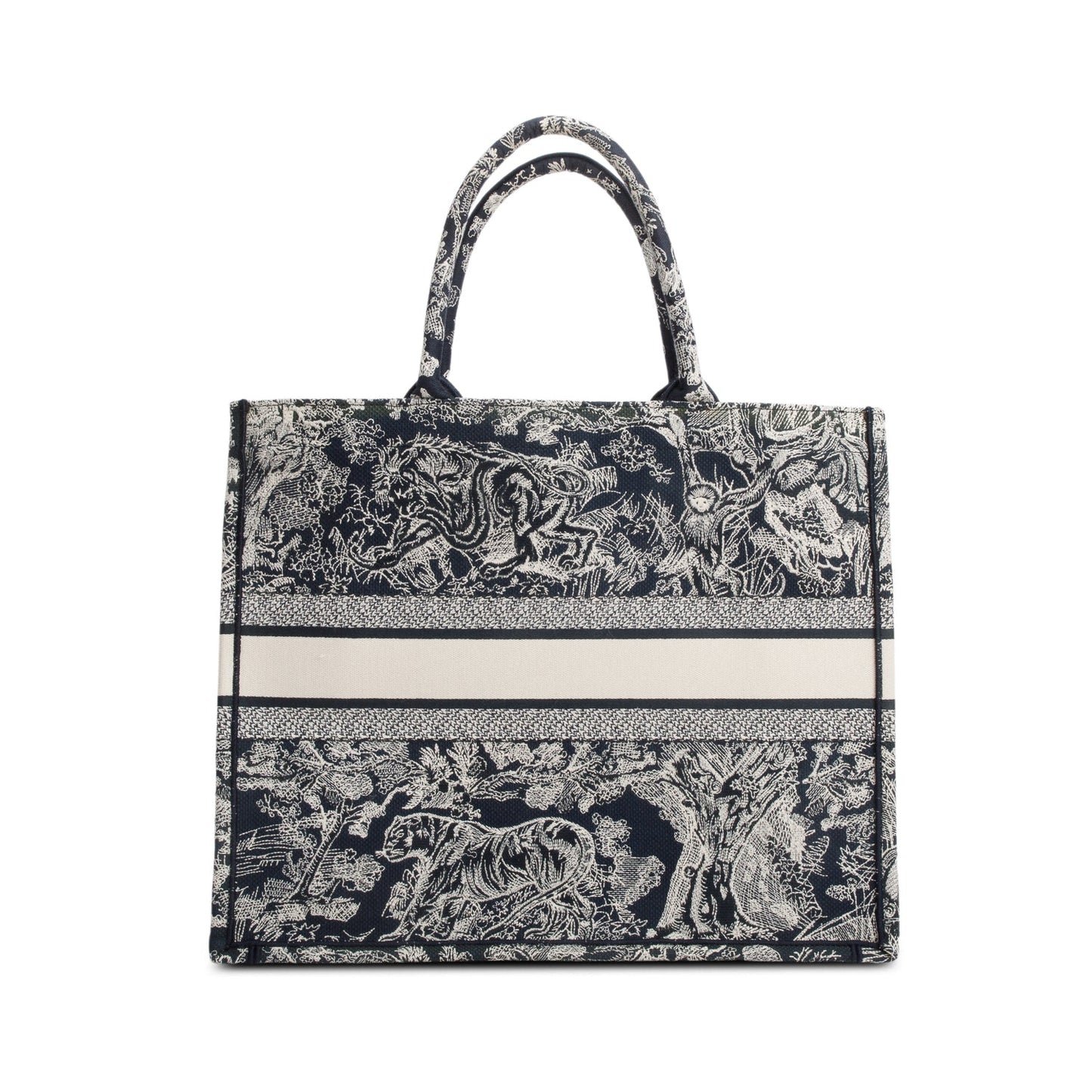 Dior Christian Embroidered iviera Toile De Jouy Reverse Canvas Tote Bag