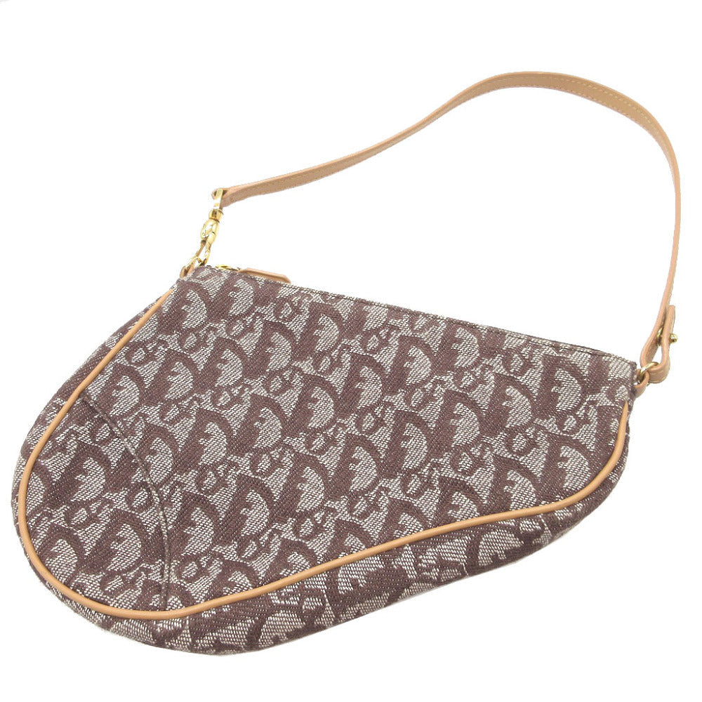 Dior Christian Handbag Saddle Pouch Trotter Women Canvas Brown Travel Bag