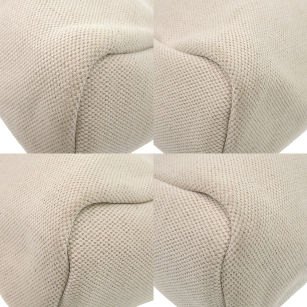 Gucci Ivory Crest Leather Canvas Logo Tote Bag