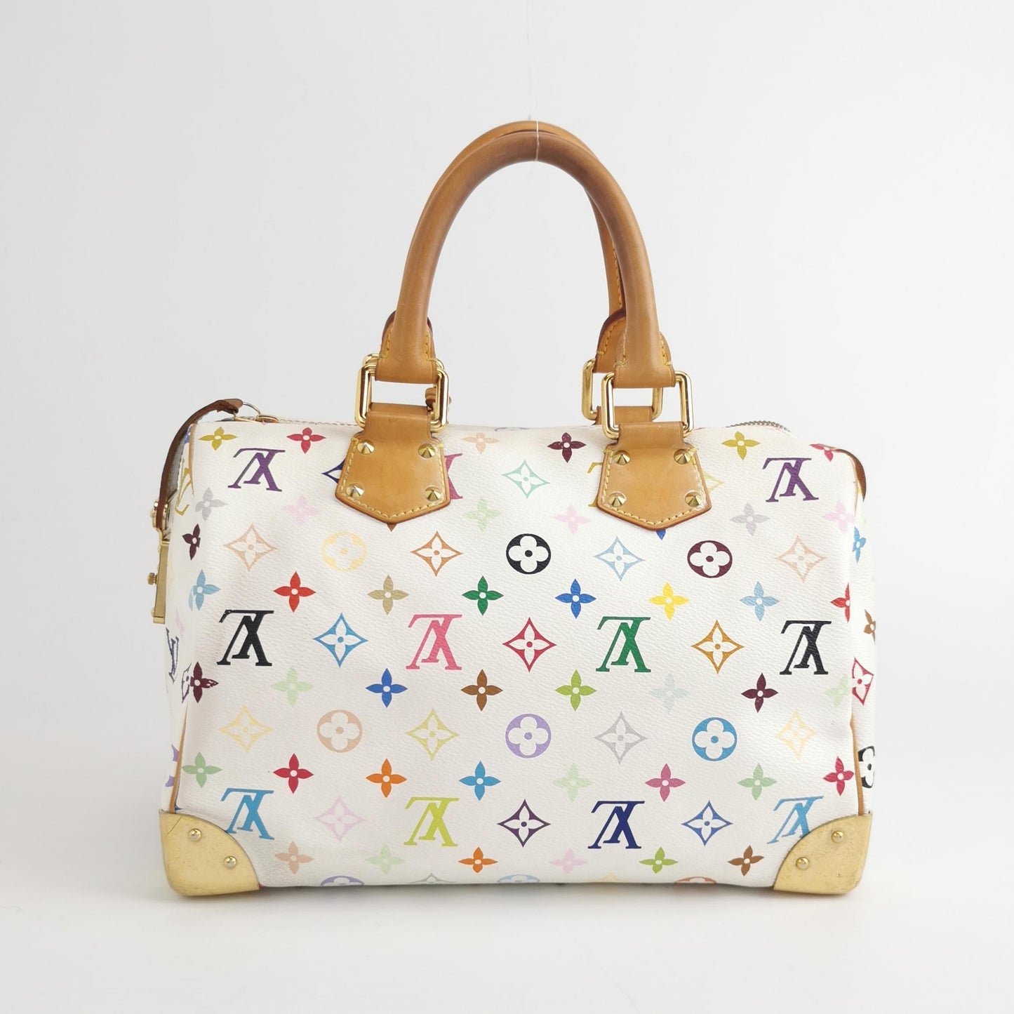 Louis Vuitton x Takashi Murakami Speedy 30 Lock Multicolor White Handbag Multicolor 10