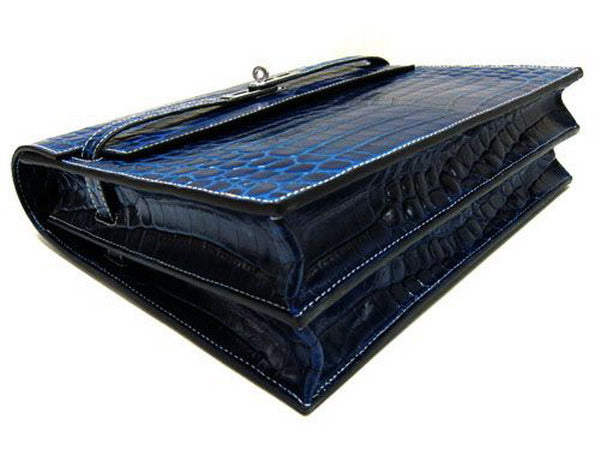 Hermes Luxury Briefcases Unisex Briefcase Handbag Blue Travel Bag