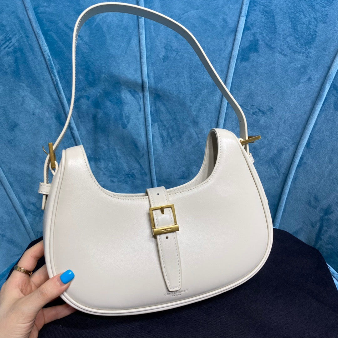 YSL Saint Laurent Le Fermoir 9.5in 24cm White Shoulder Bag