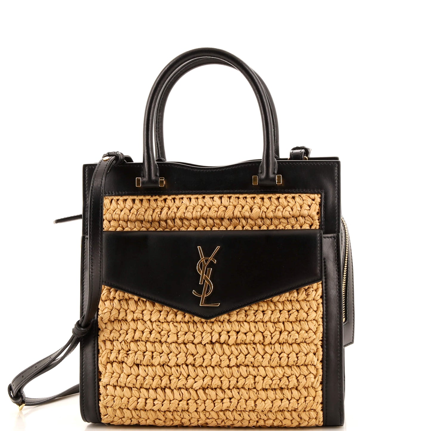 YSL Saint Laurent Luxury Trending Uptown Tote With Leather Raffia Small Tote Bag Leather Small 2