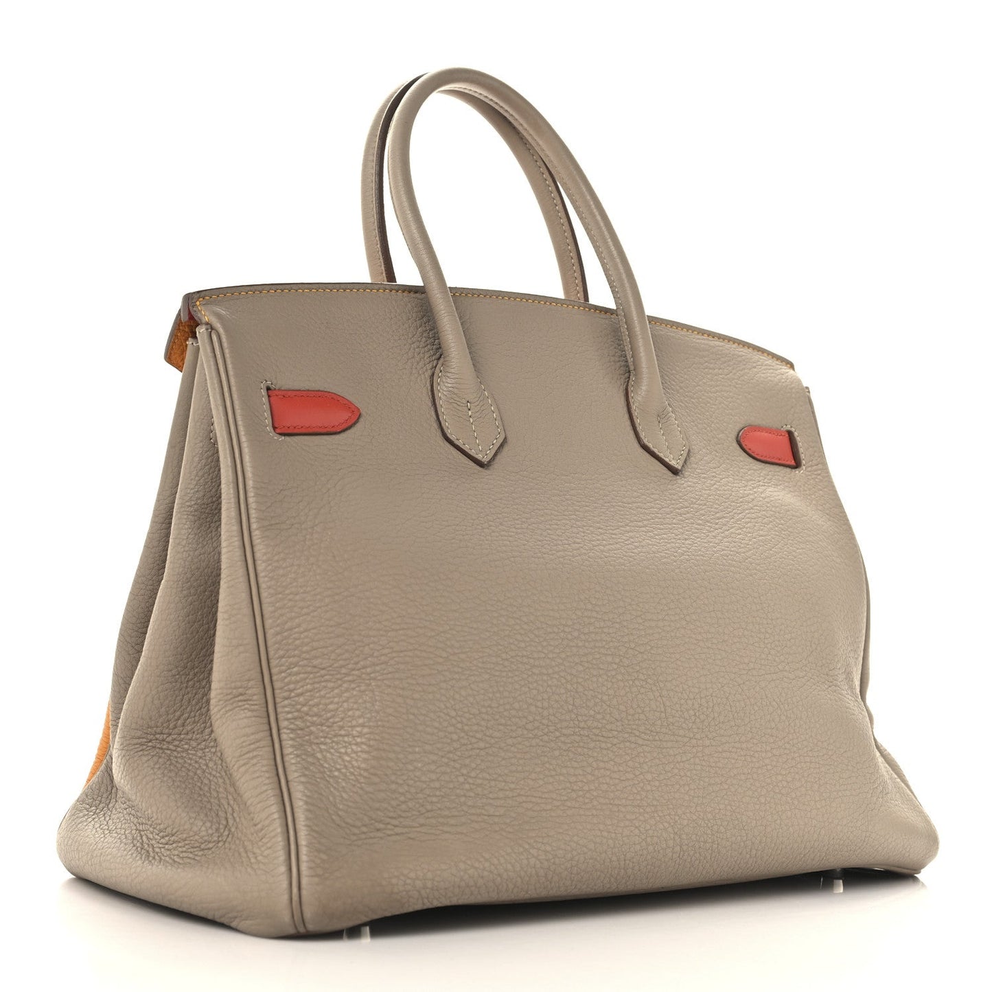 Hermes Taurillon Clemence Swift Tri Color Birkin Sanguine Gris Travel Bag