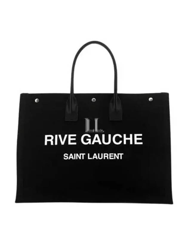 YSL Saint Laurent Saint Laurent Trending Women Rive Gauche Print Canvas Black Tote Bag