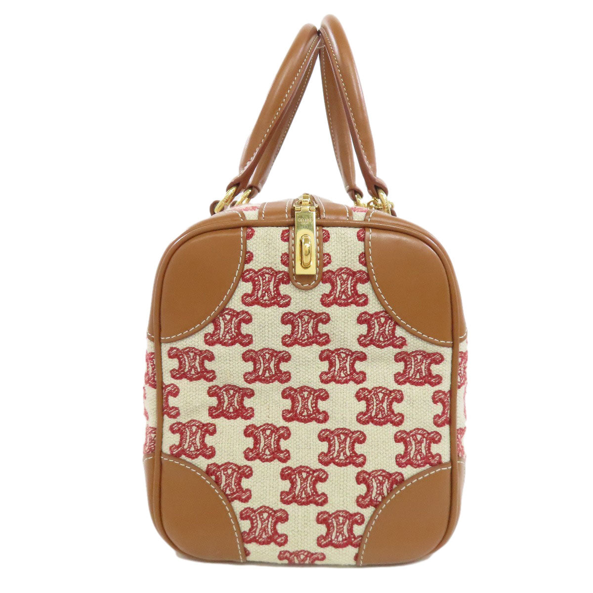 Boston Duffel Bag Triomphe Way Women Canvas Brown Travel Bag