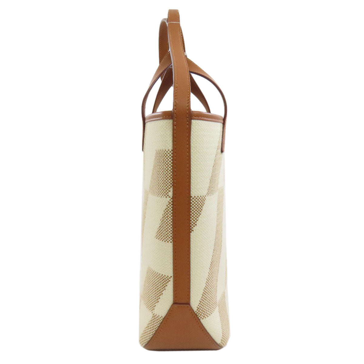Hermes Handbag Ambie Pm 2Way Women Canvas Brown Travel Bag