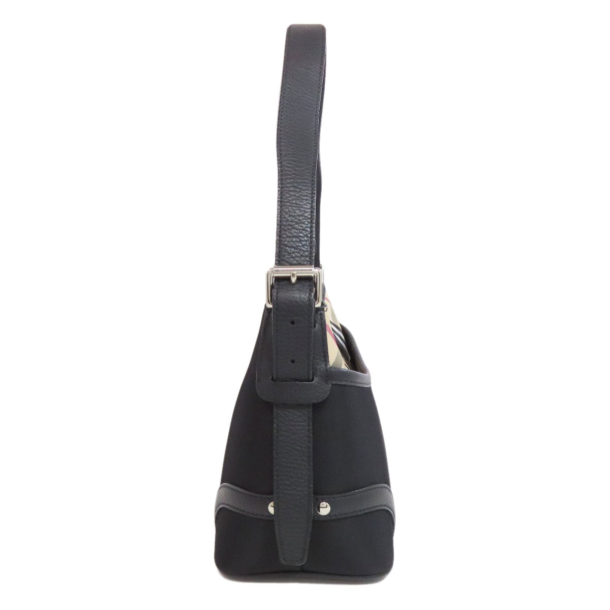 Burberry Shoulder Bag Nova Check One Belt Nylon Black