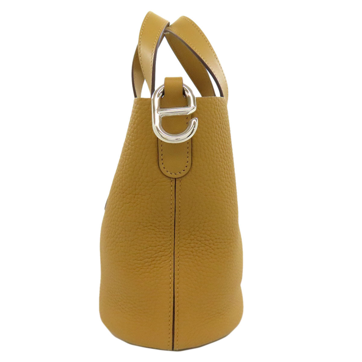 Hermes Handbag Taurillon Clemence In The Loop Silvermetal Women Brown Travel Bag