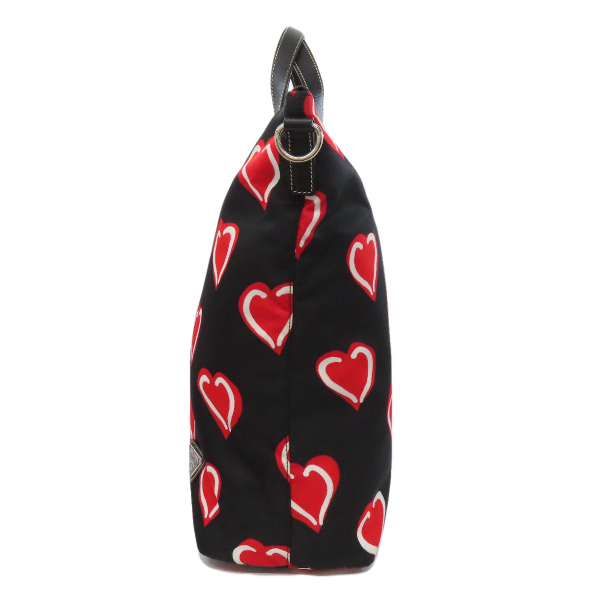 Tote Bag Heart Motif Way Nylon Black