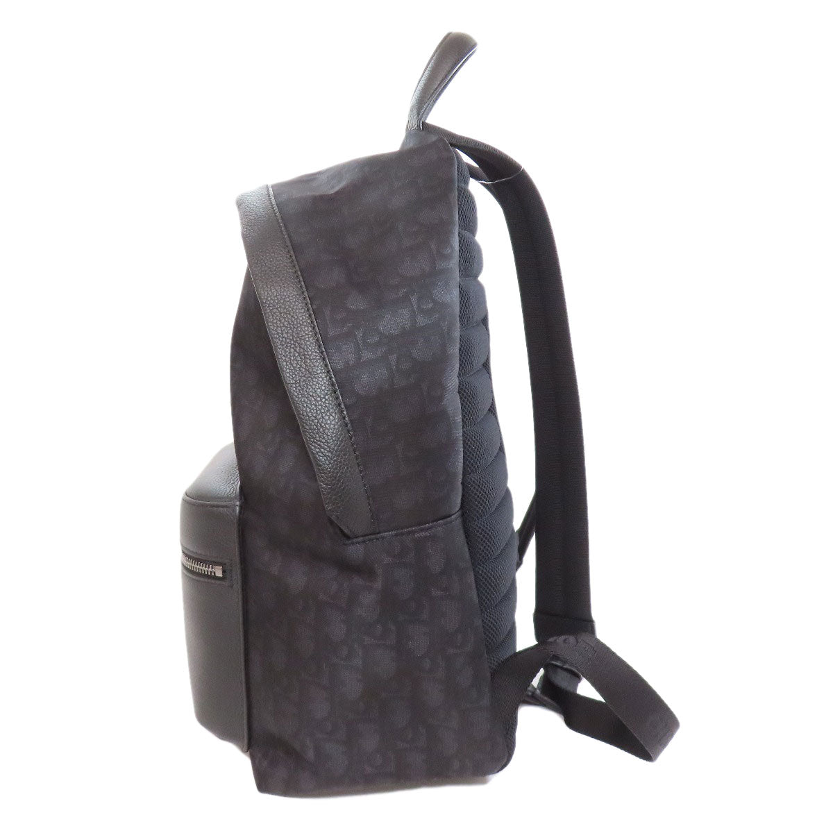 Dior Christian Backpack Trotter Pattern Women Handbag Nylon Black
