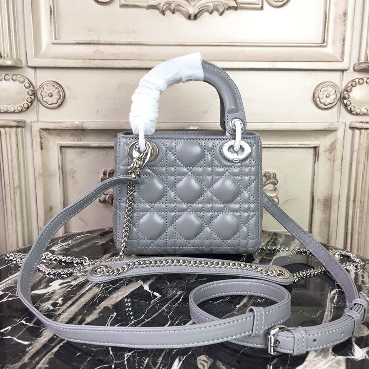 Lady 18cm SiTop Qualityer Hardware Lambskin Grey Mini Chain Mini Bag