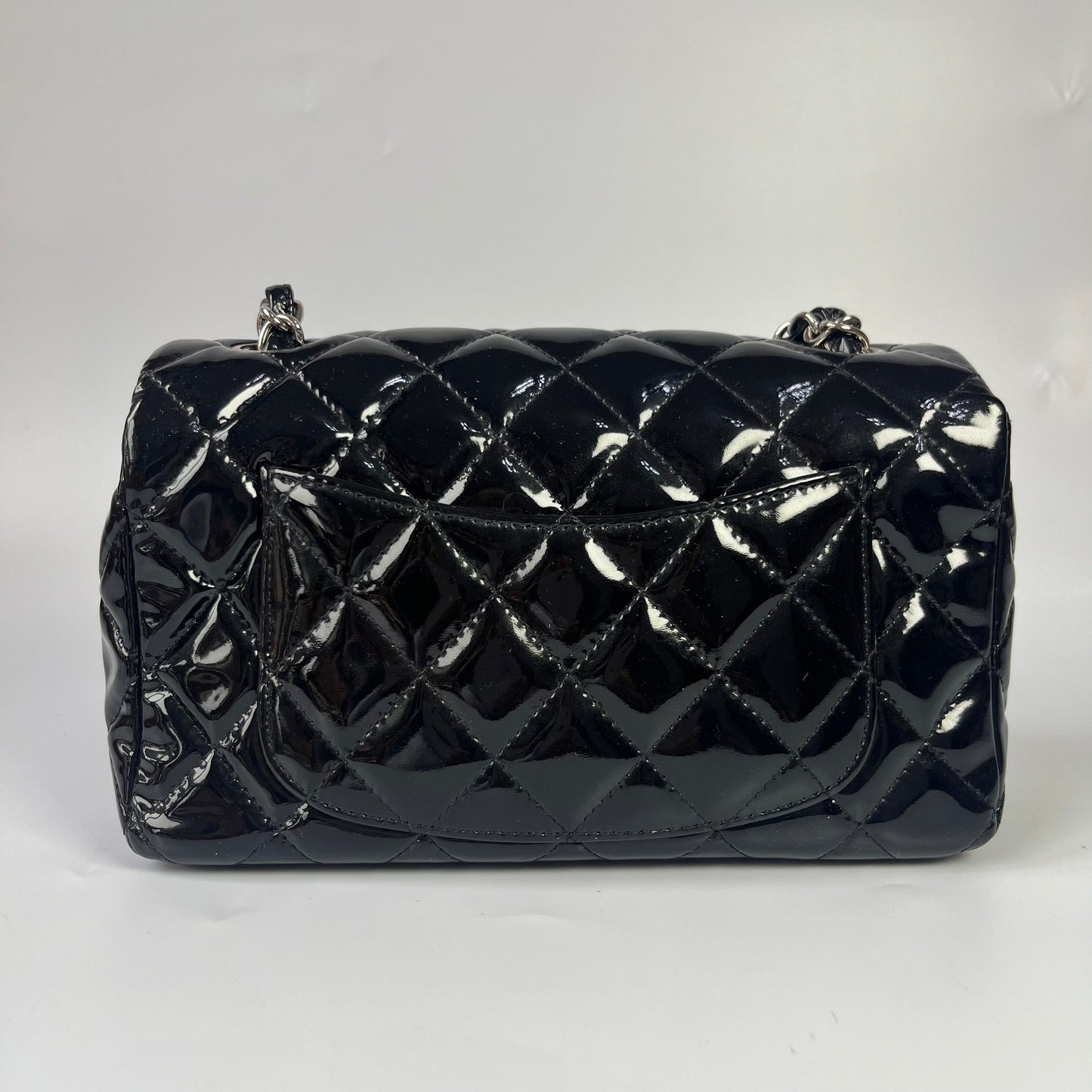 Chanel Part 3 Classic Flap Rectangular Black Silver Leather Mini Bag