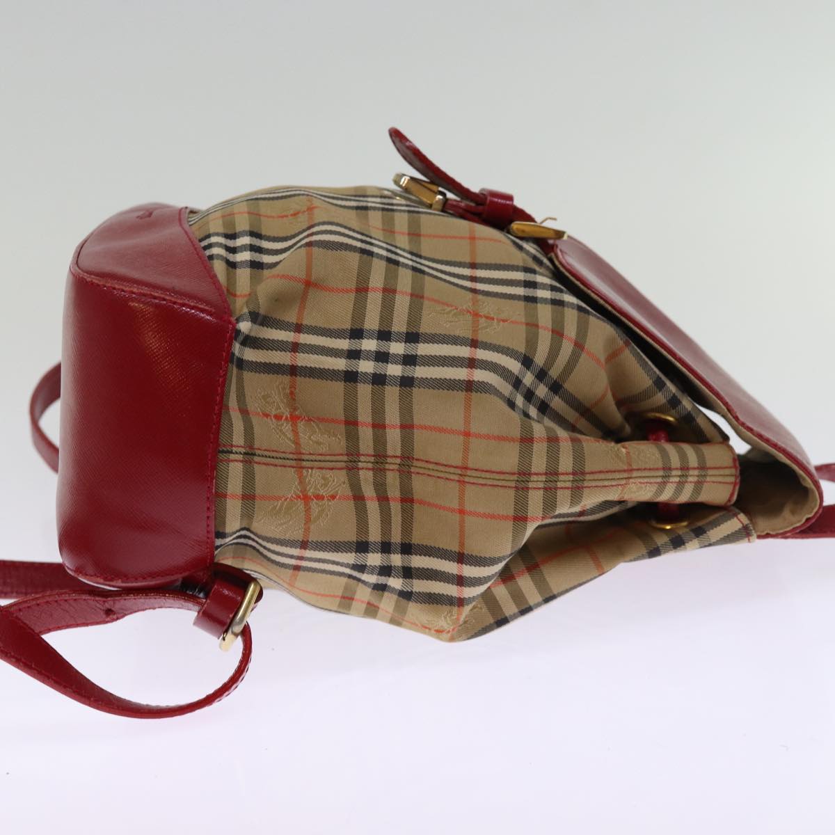 Burberry Luxury ss Nova Check Backpack Auth Canvas Beige Red