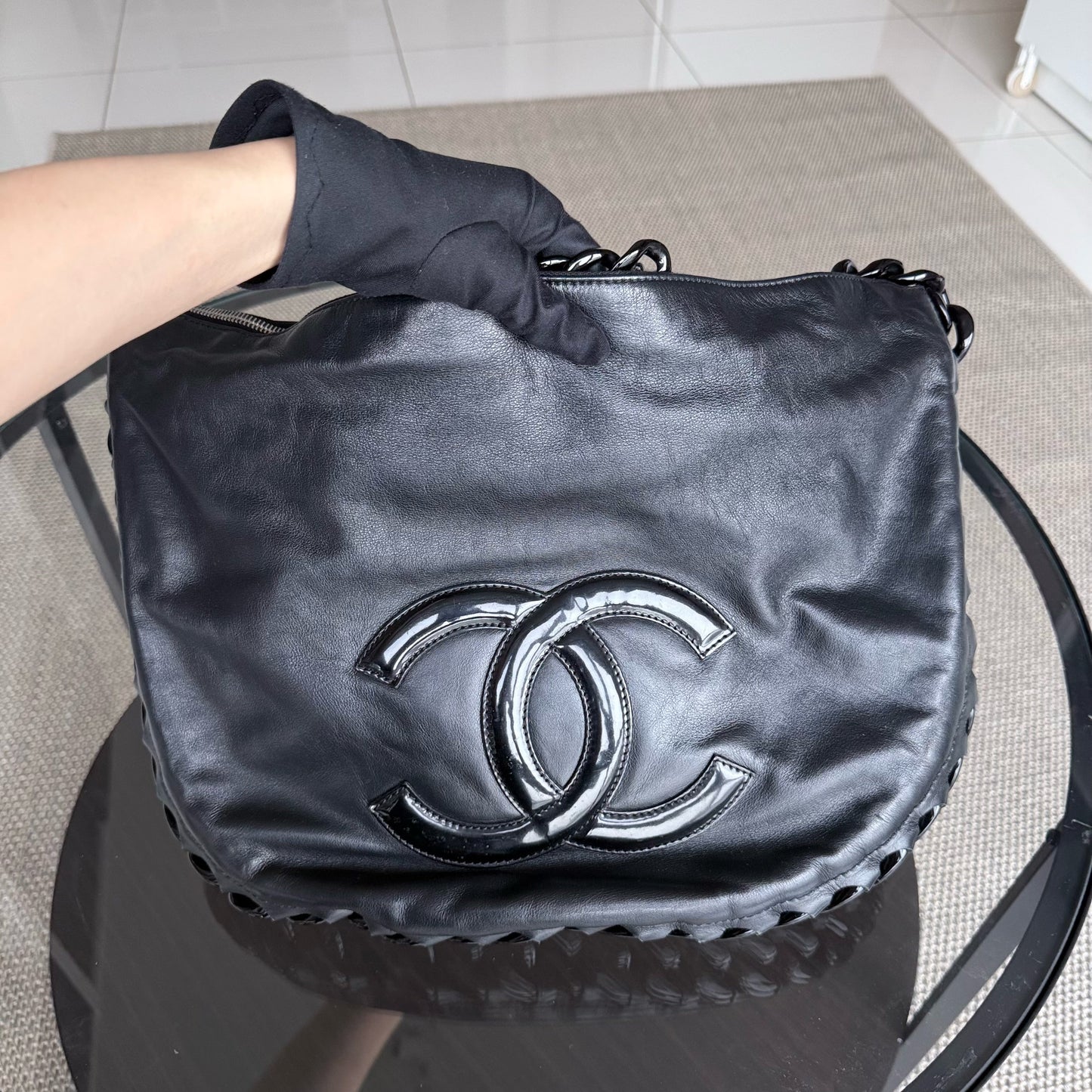 Chanel Shopping Tote - Calfskin Hardware Series 11 Quilted Black Tote Bag