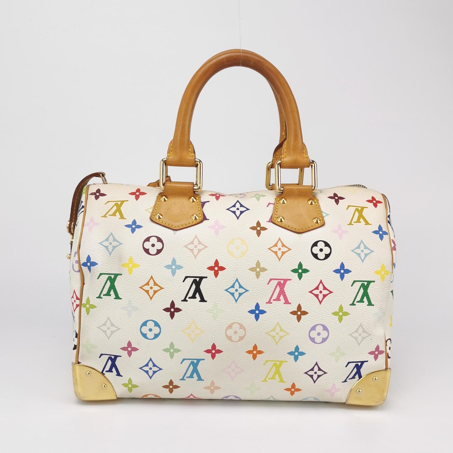 Louis Vuitton x Takashi Murakami Speedy 30 Lock Multicolor White Handbag Multicolor 13
