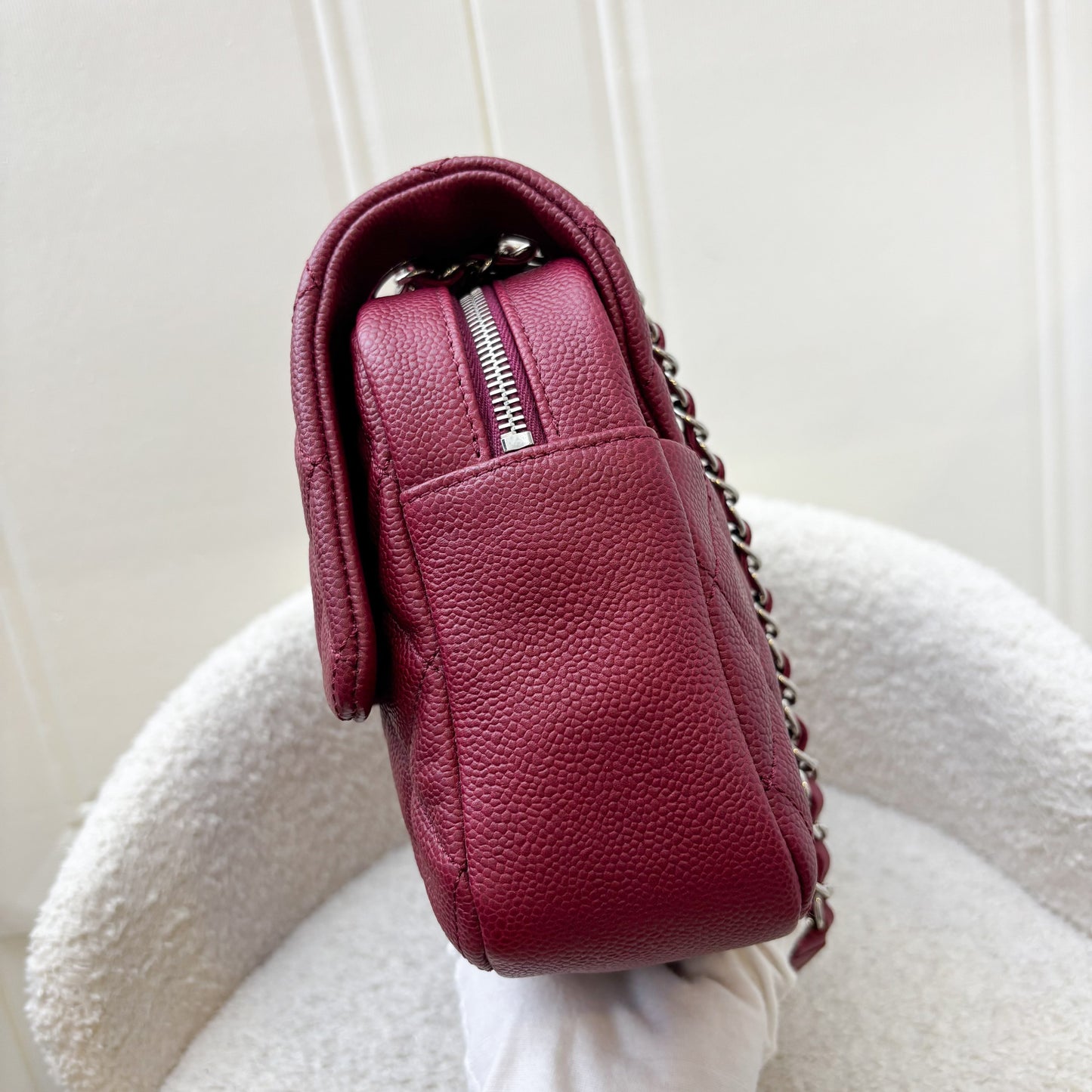 Chanel Easy Caviar Jumbo Flap Bag in Dark Red Caviar and SHW (Model: )