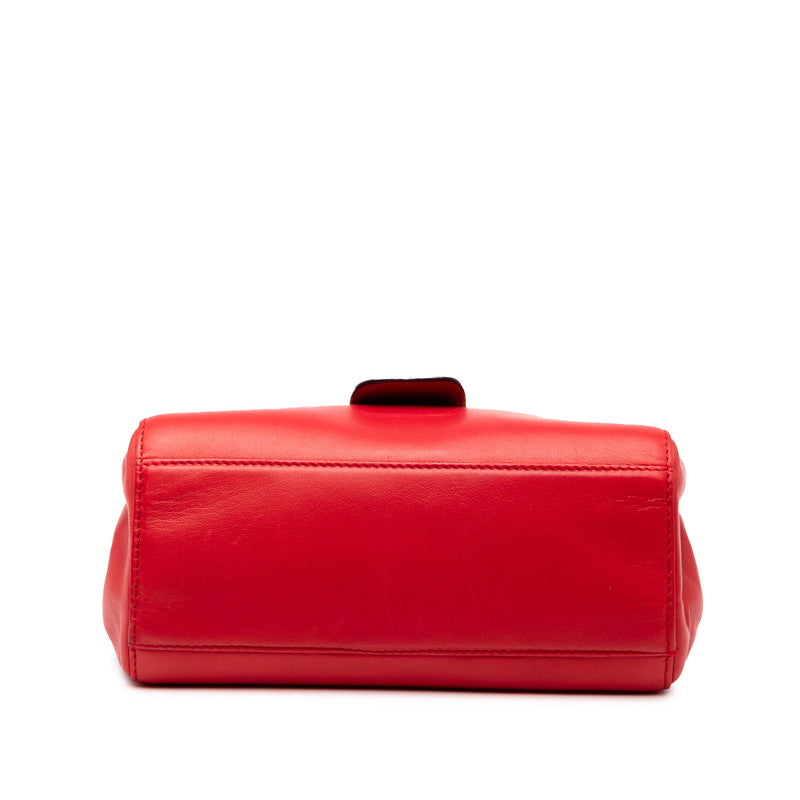 Prada Plate Handbag Leather Logo Travel Bag